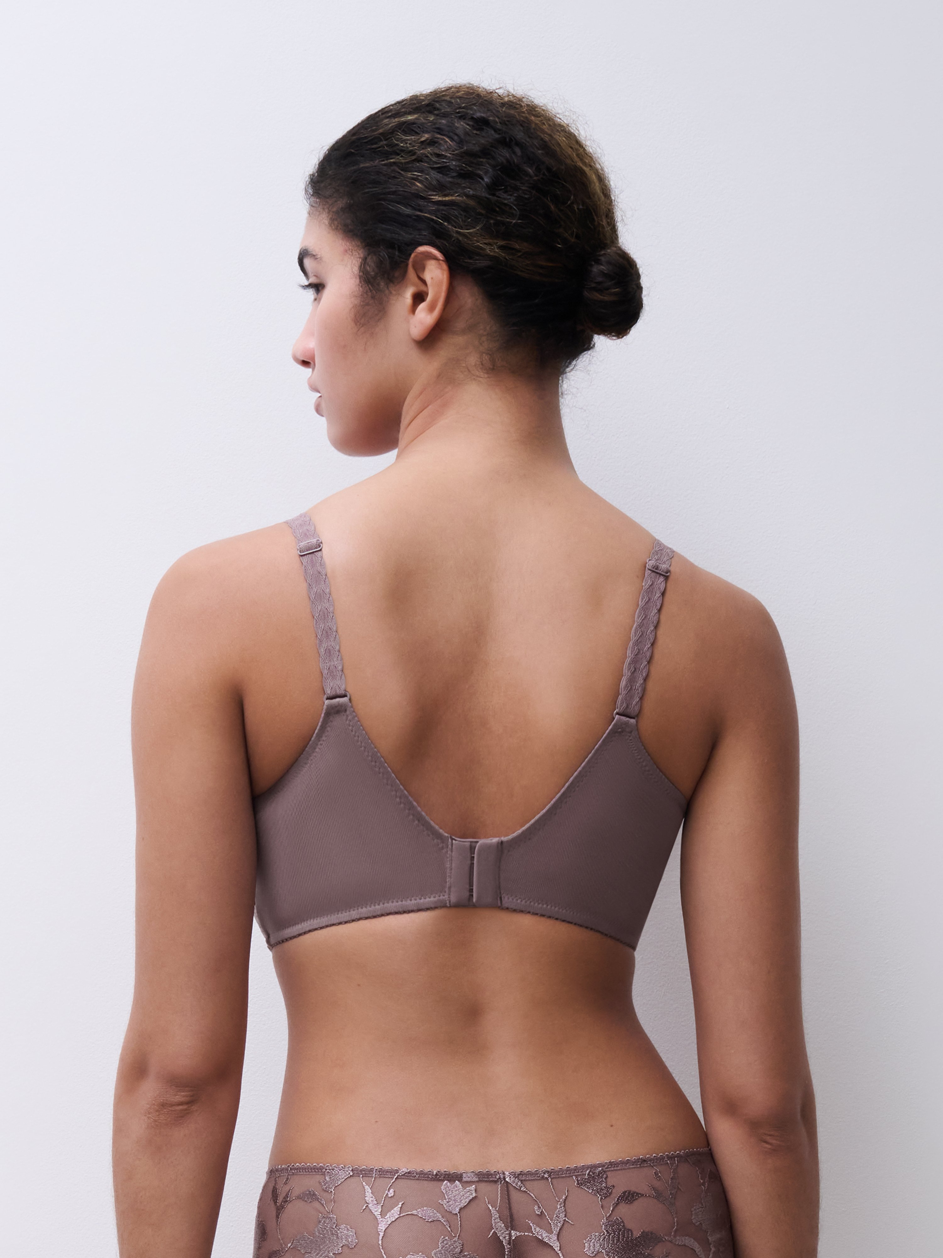 Non-wired bra with floral embroidery CHANTELLE Brown