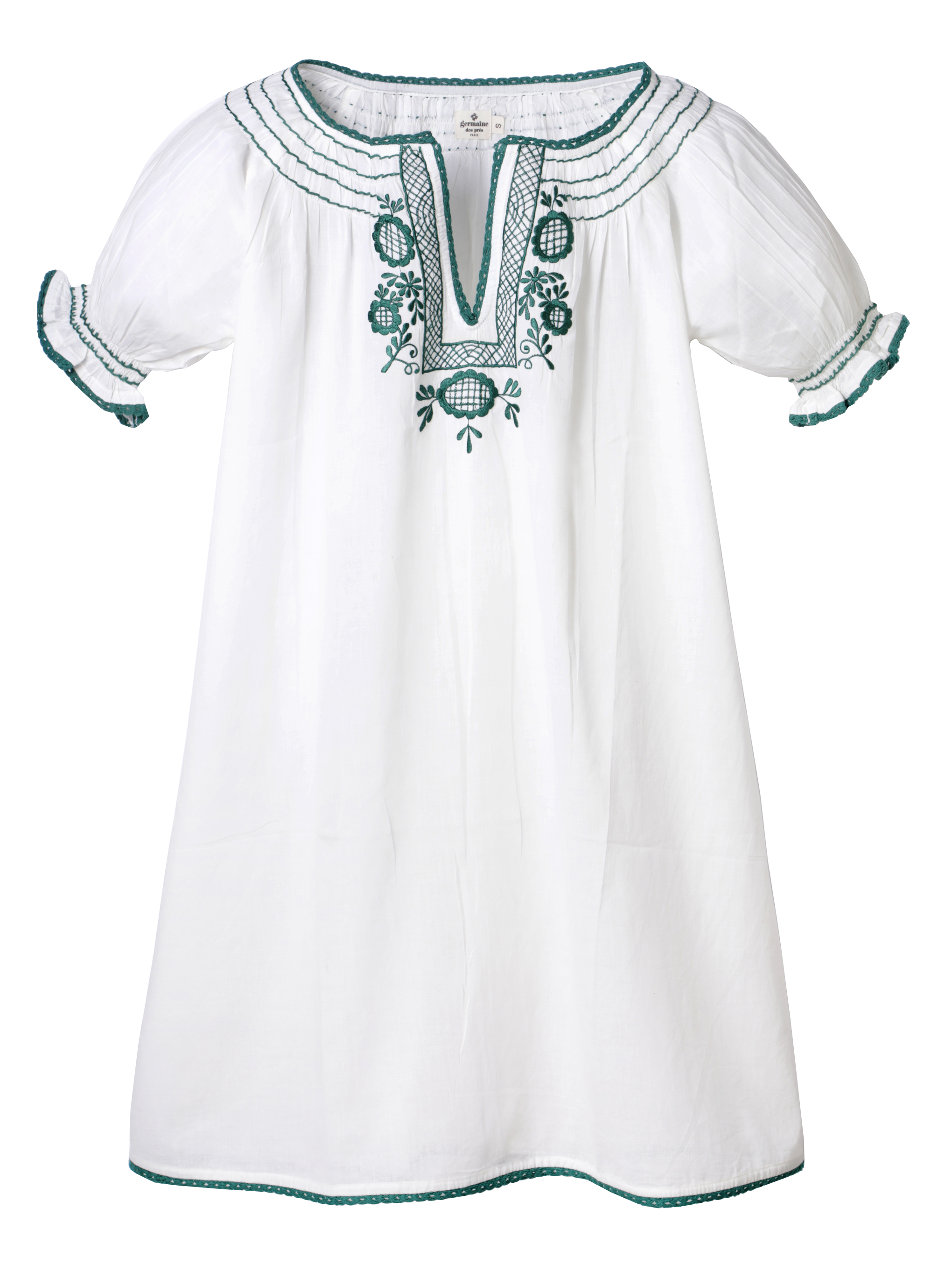 Korte, katoenen jurk met borduursel en tuniekhals GERMAINE DES PRES