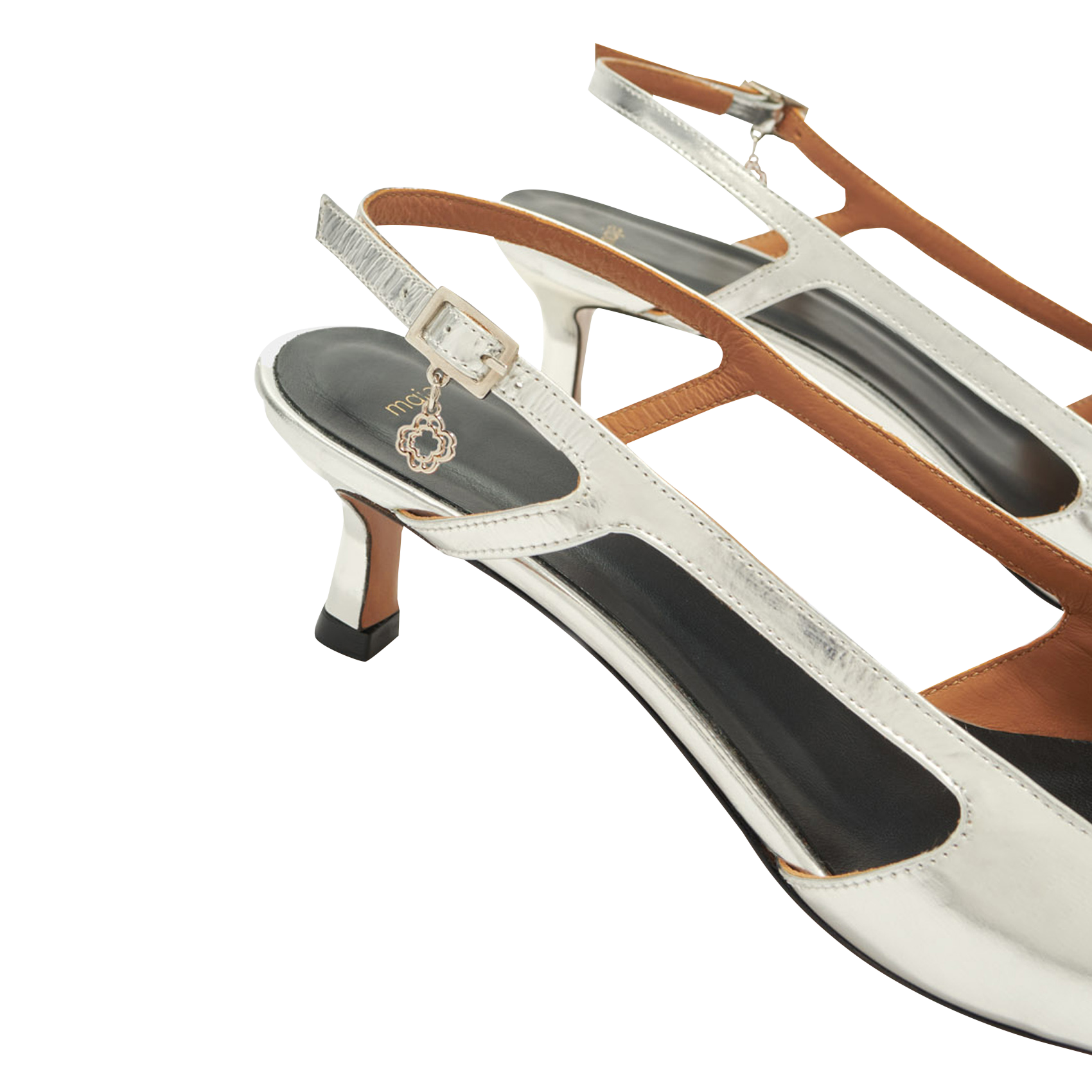 Metallic leather pumps MAJE Silver