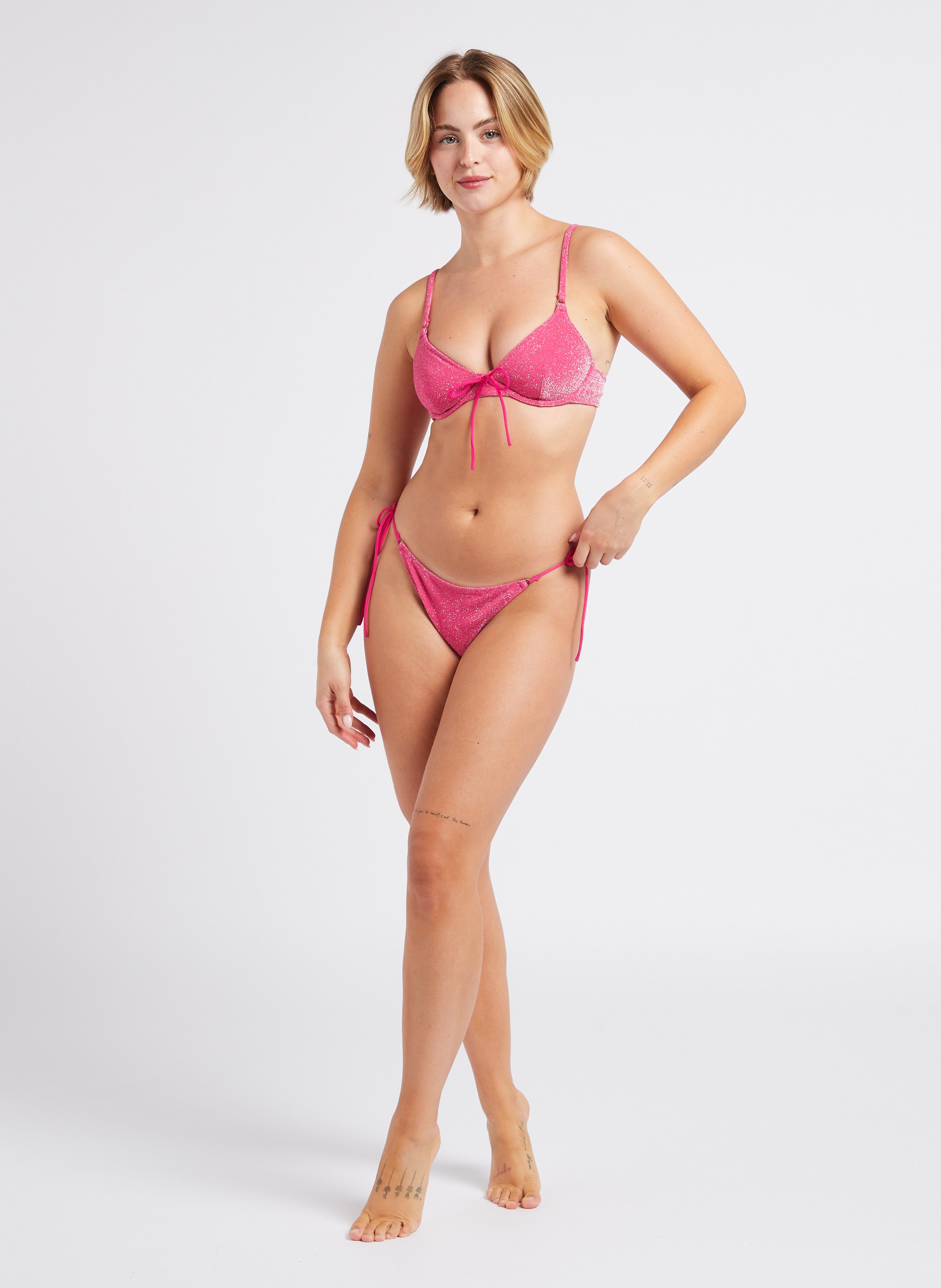 Bikini échancré à fils métallisés LOVE STORIES Rose