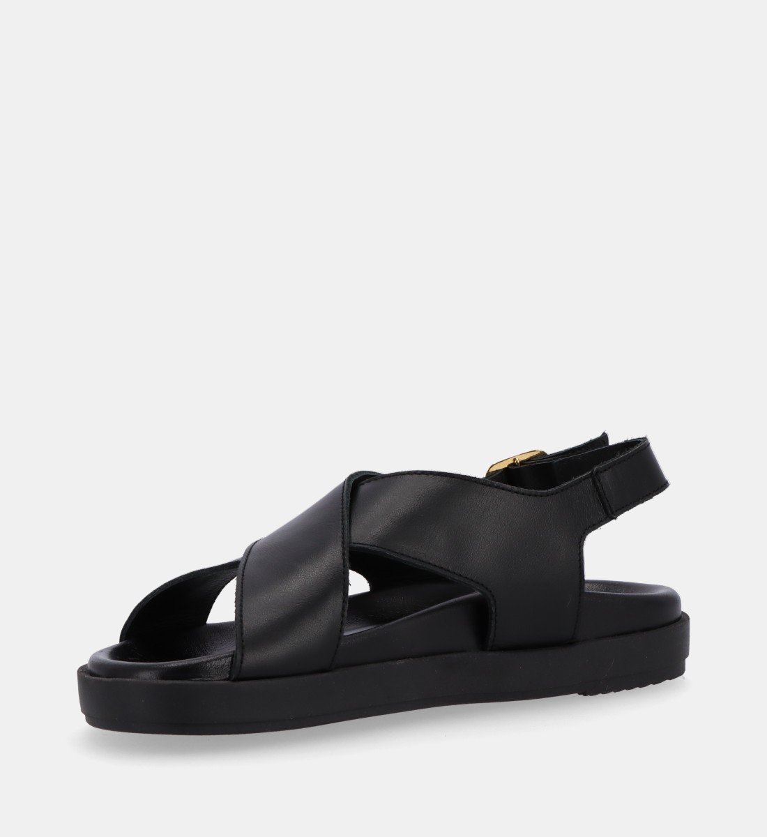 Flat leather sandals ALOHAS Black