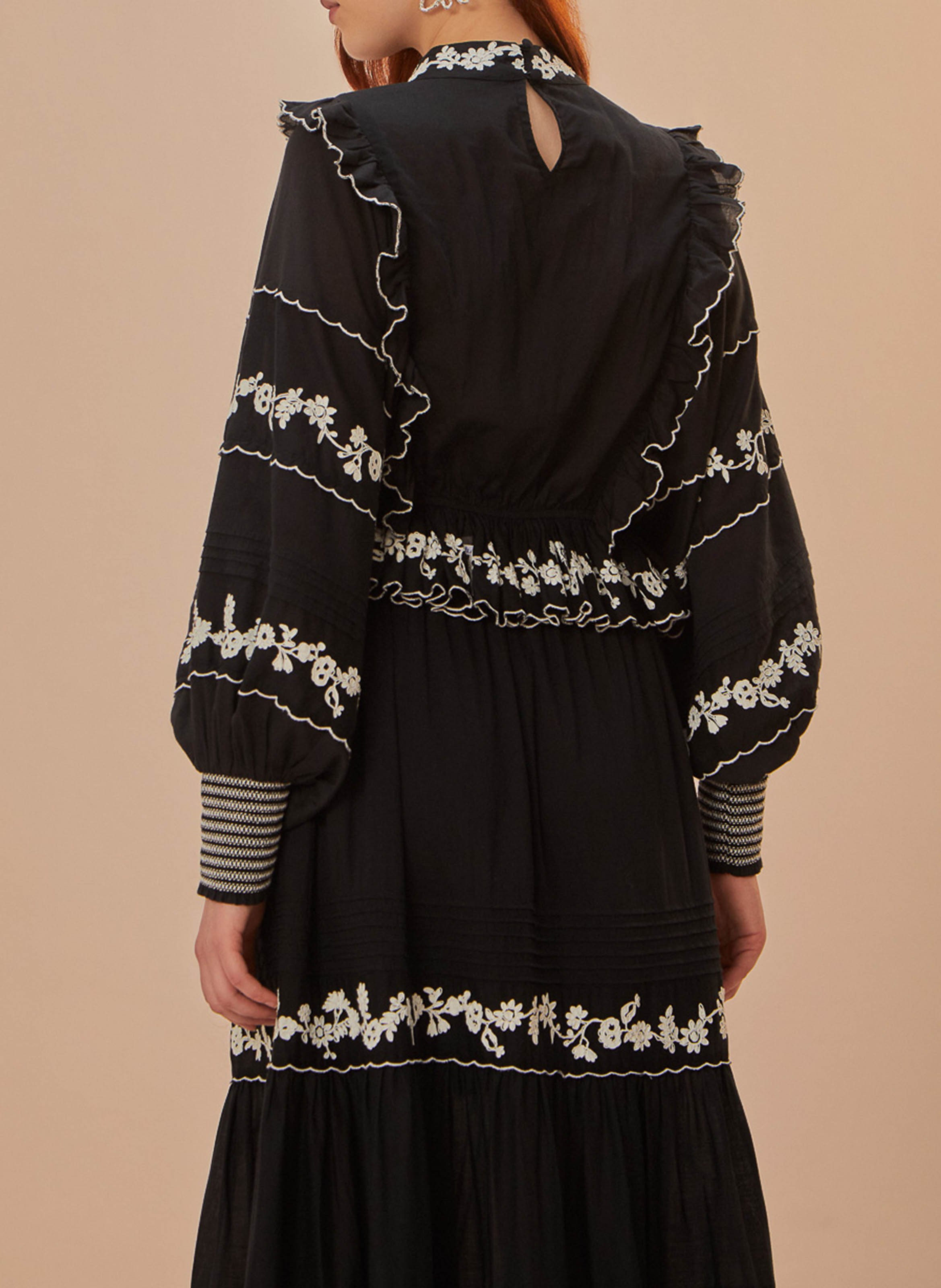 Embroidered blouse FARM RIO Black