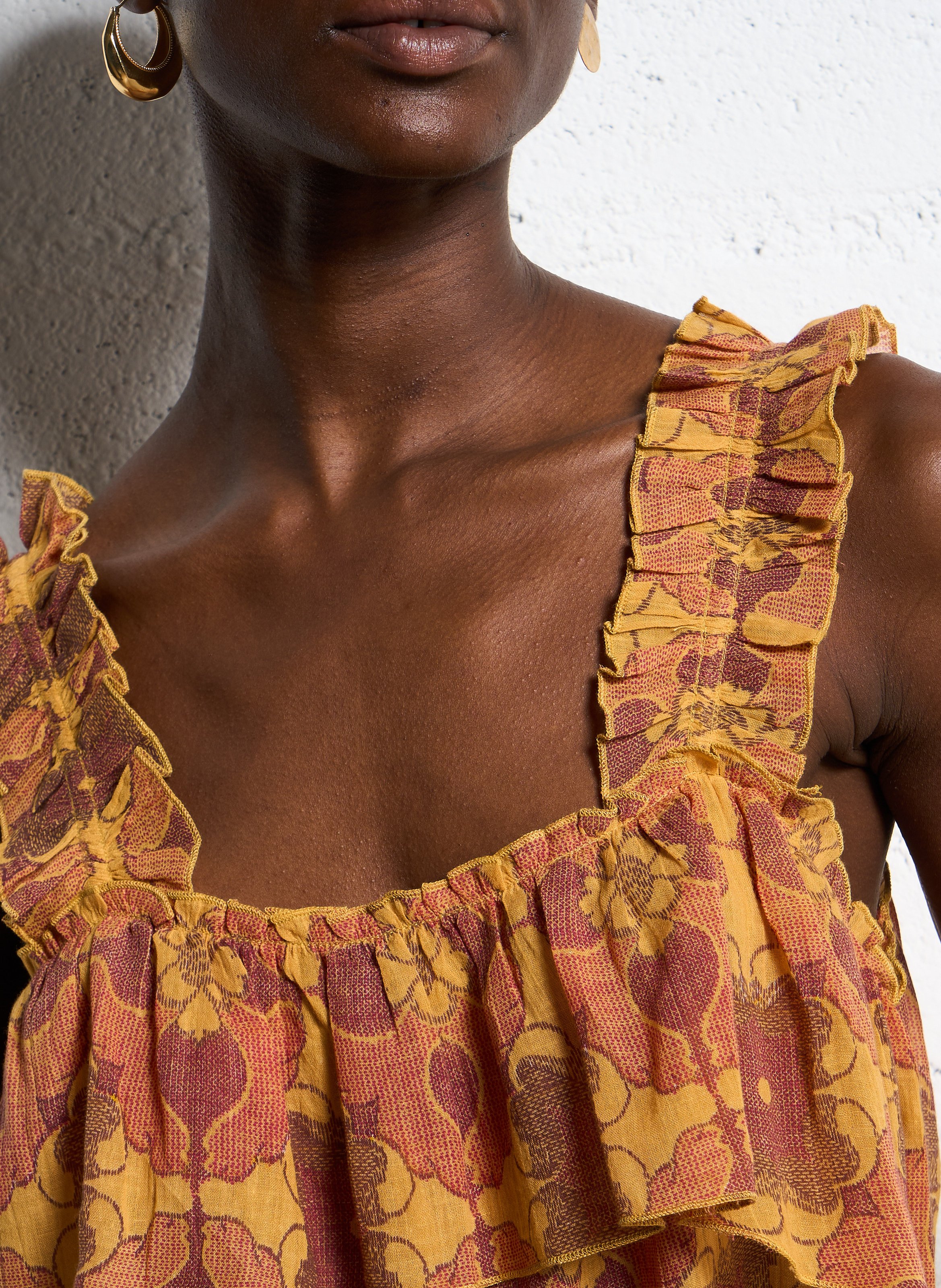 Baumwoll-Top mit eckigem Ausschnitt ANTIK BATIK Braun