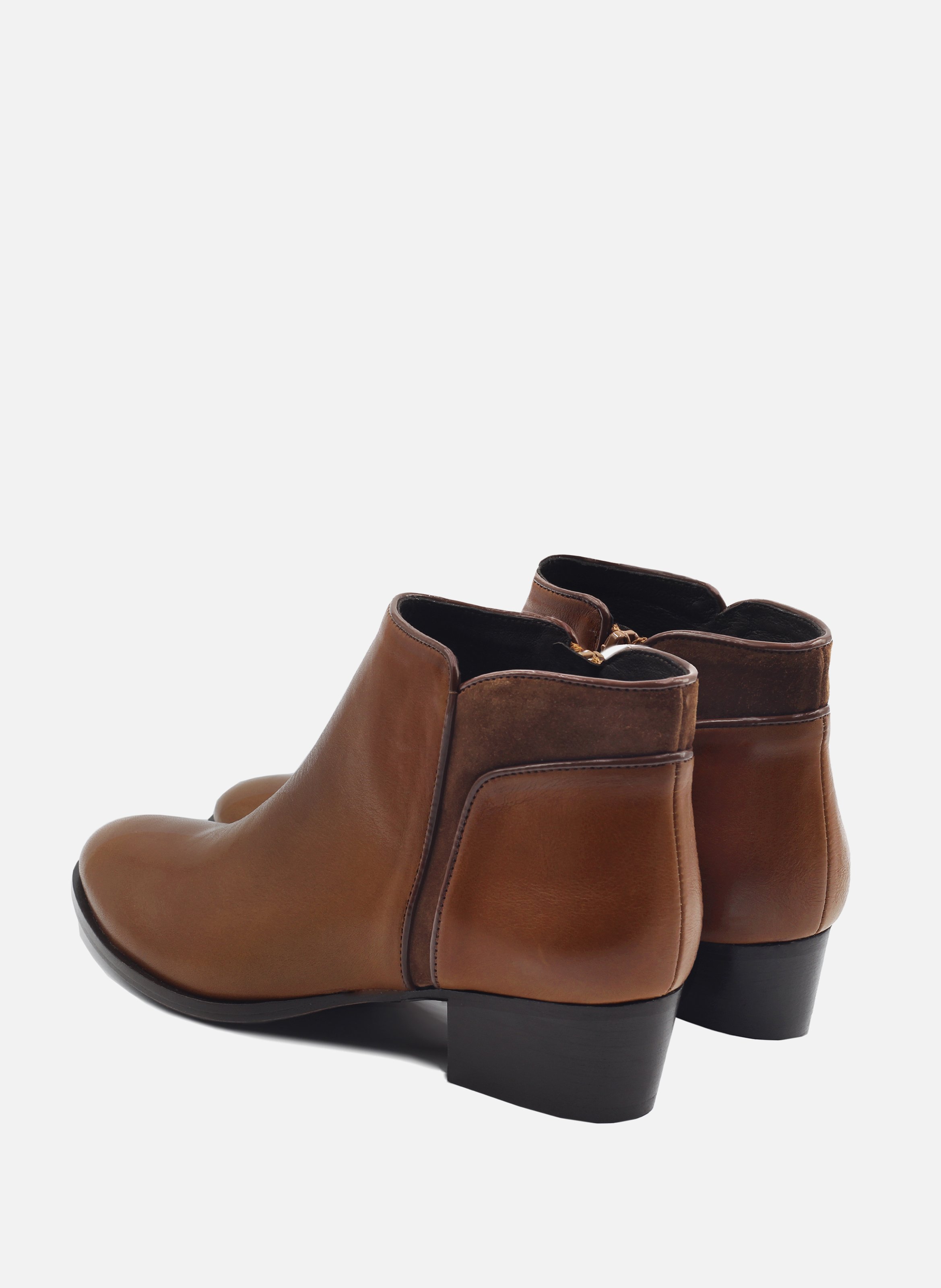Medium heel leather mid-calf boots JULES & JENN Brown