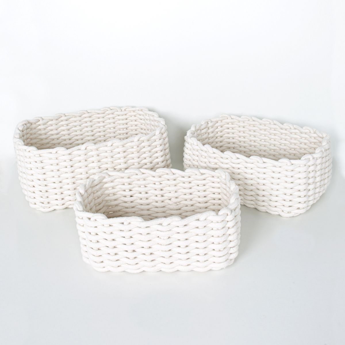 Set of 3 cotton rope baskets FACTORY White