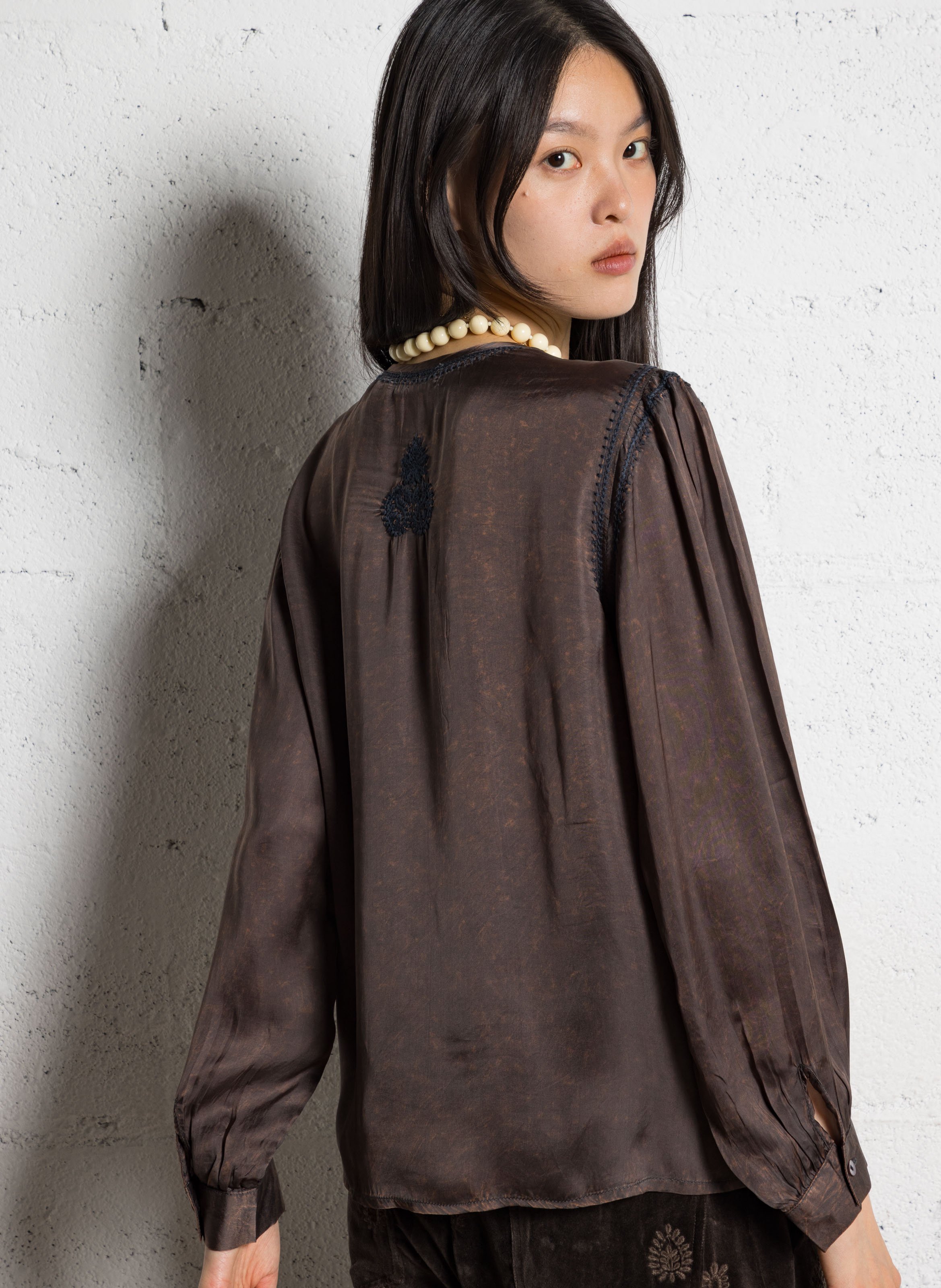 Mixed-knit jacquard round-neck sweater MAISON HOTEL Green