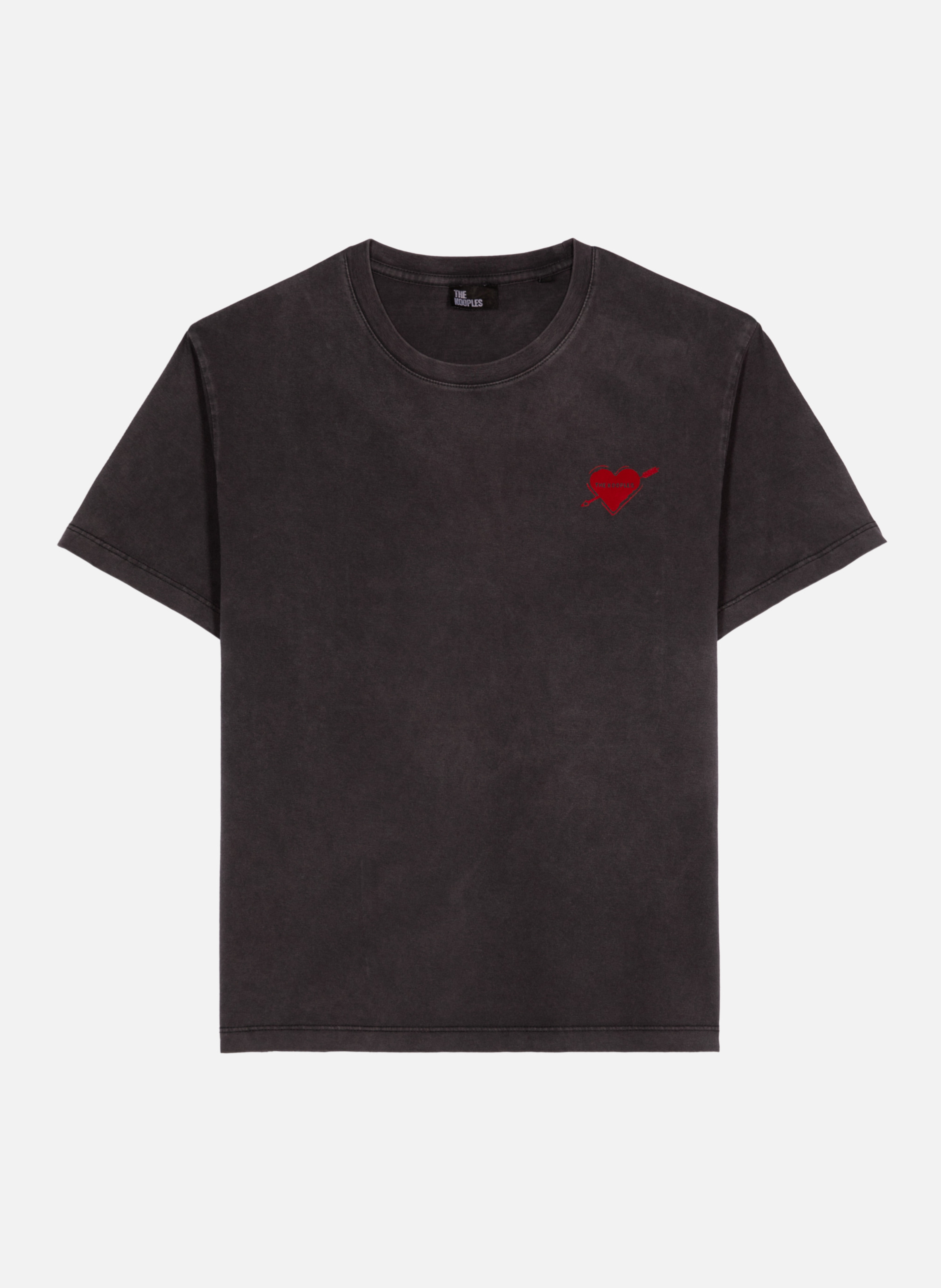 Straight fit T-shirt with heart print. THE KOOPLES Black