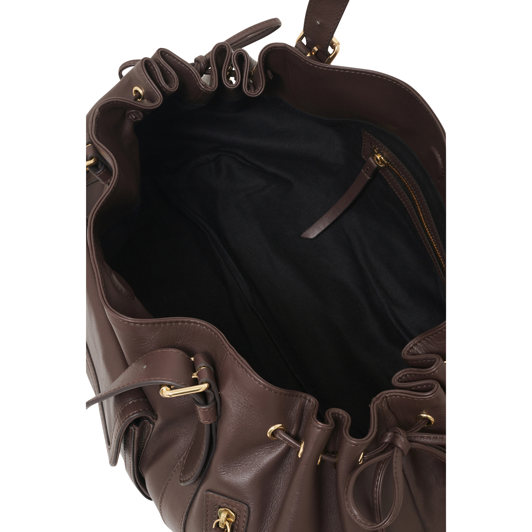 Langer Handtasche mit gerafftem glattem Leder GERARD DAREL Braun