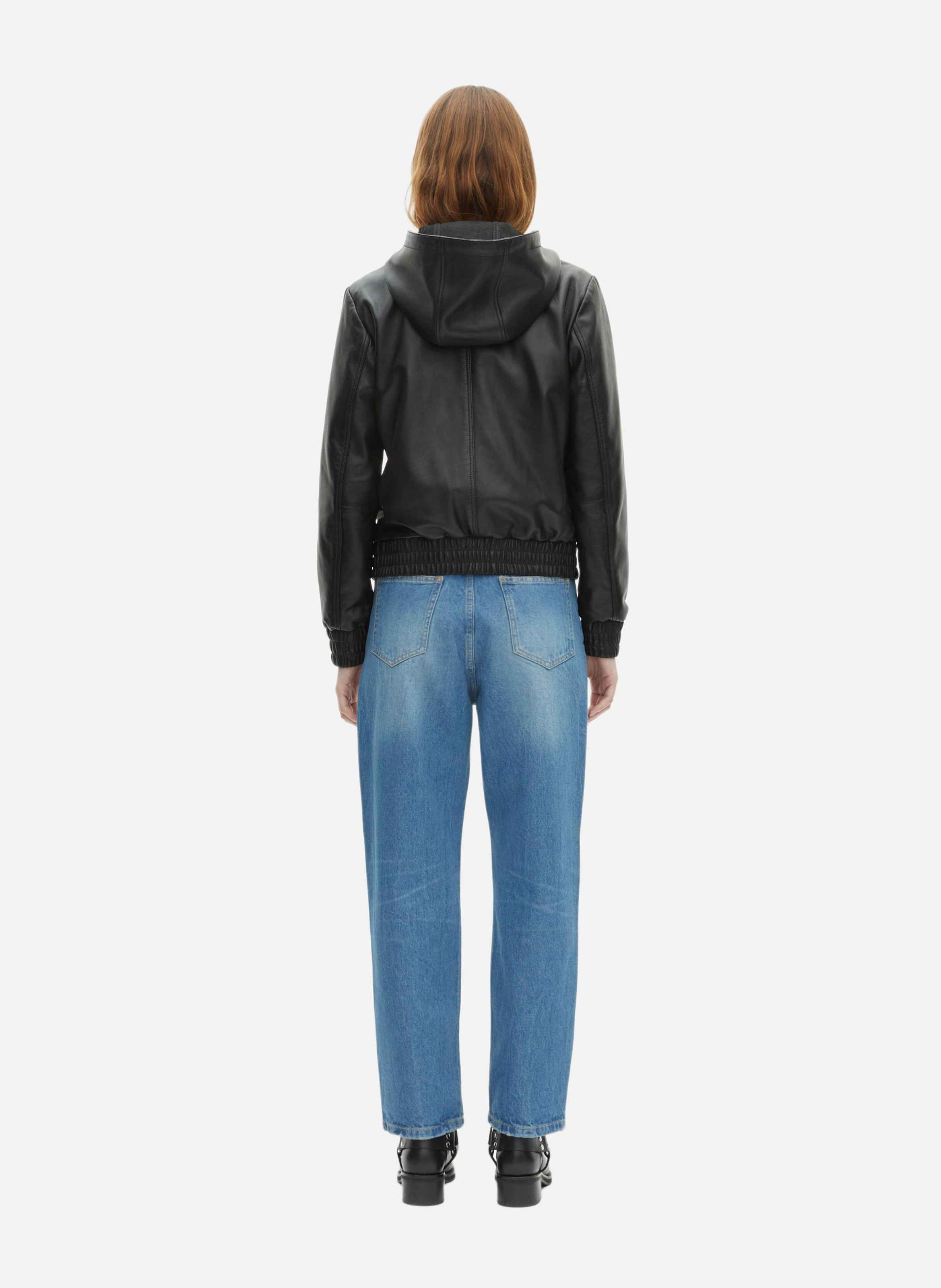 Leather jacket with hood THE KOOPLES Black