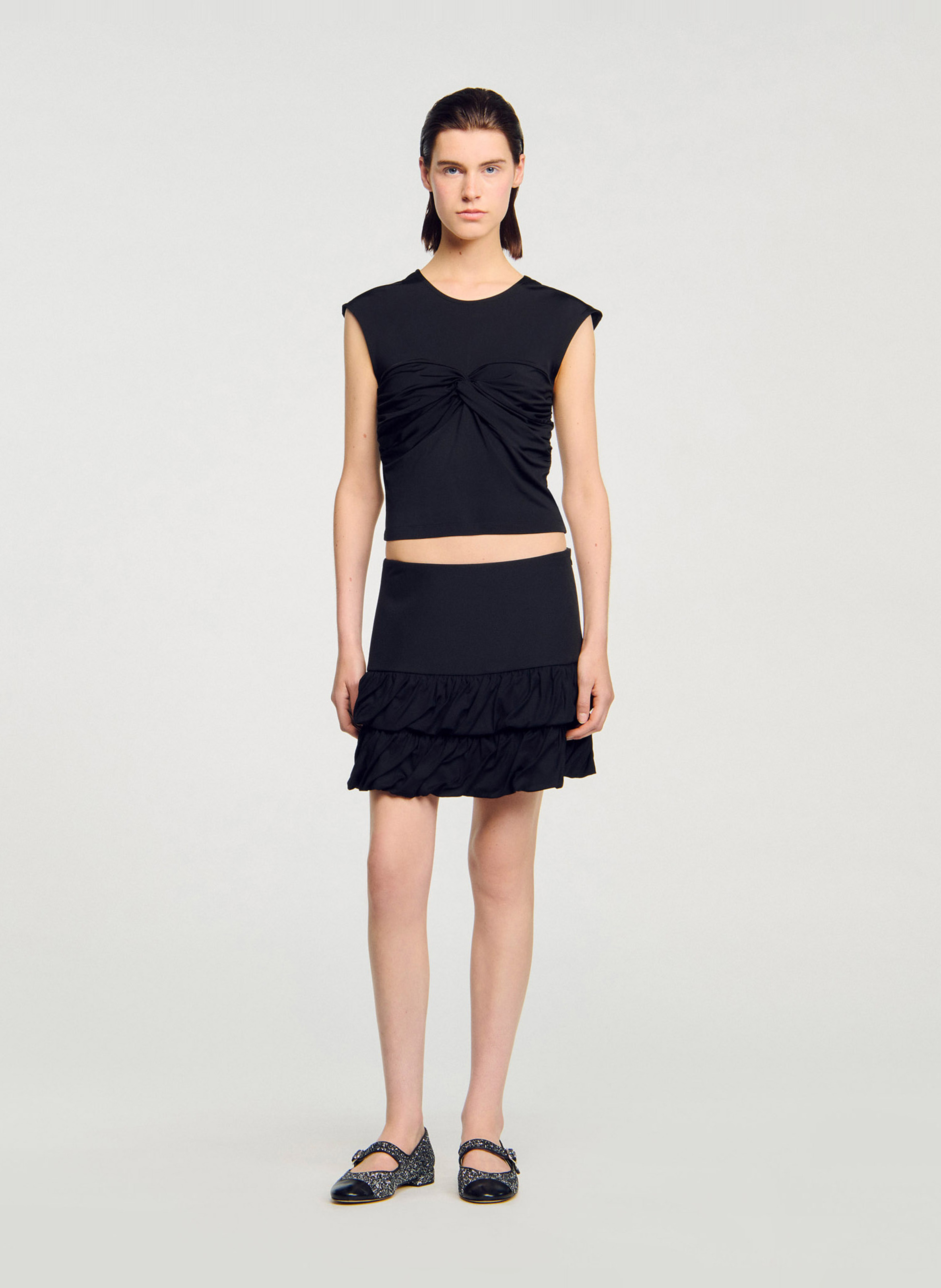 Tee-shirt ajusté drapé SANDRO Noir