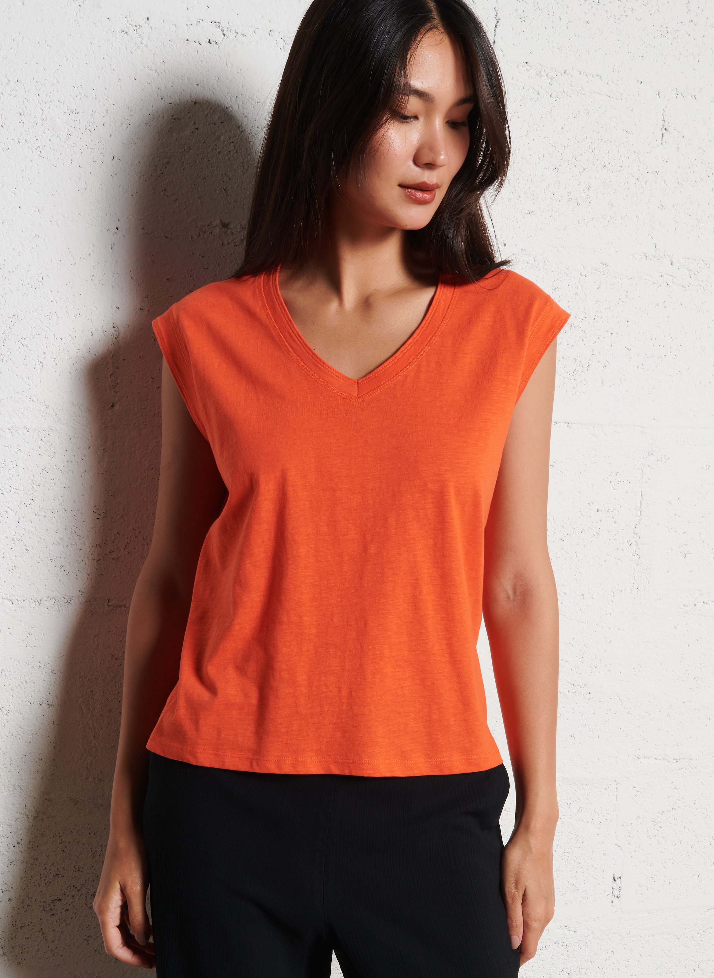 Débardeur chiné en coton MAISON 123 Orange