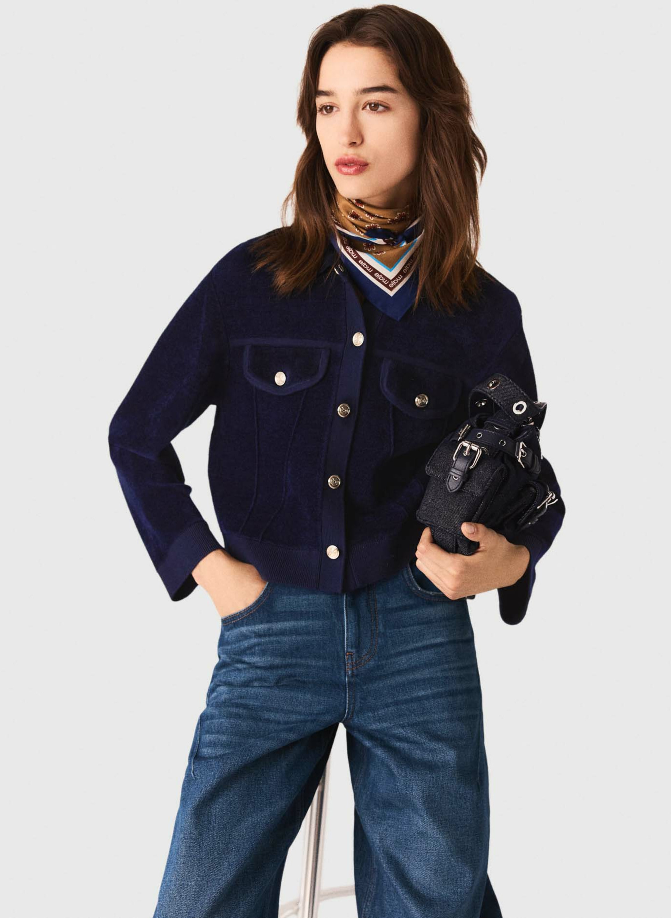 Classic straight fit cardigan MAJE Blue