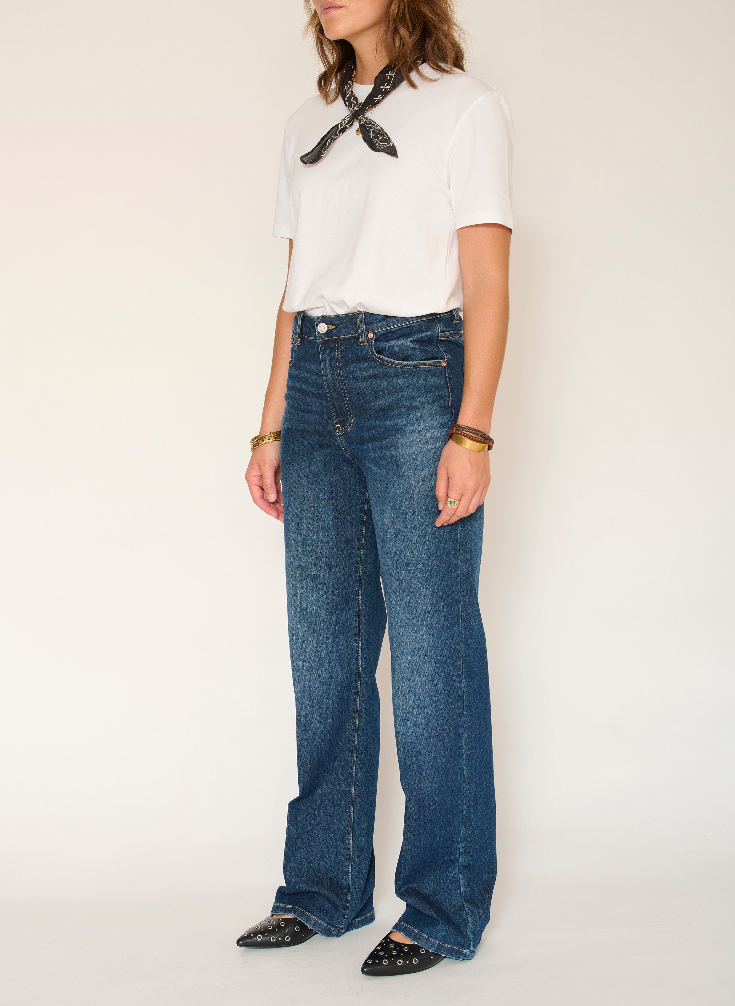 Jean large en coton mélangé MKT Bleu