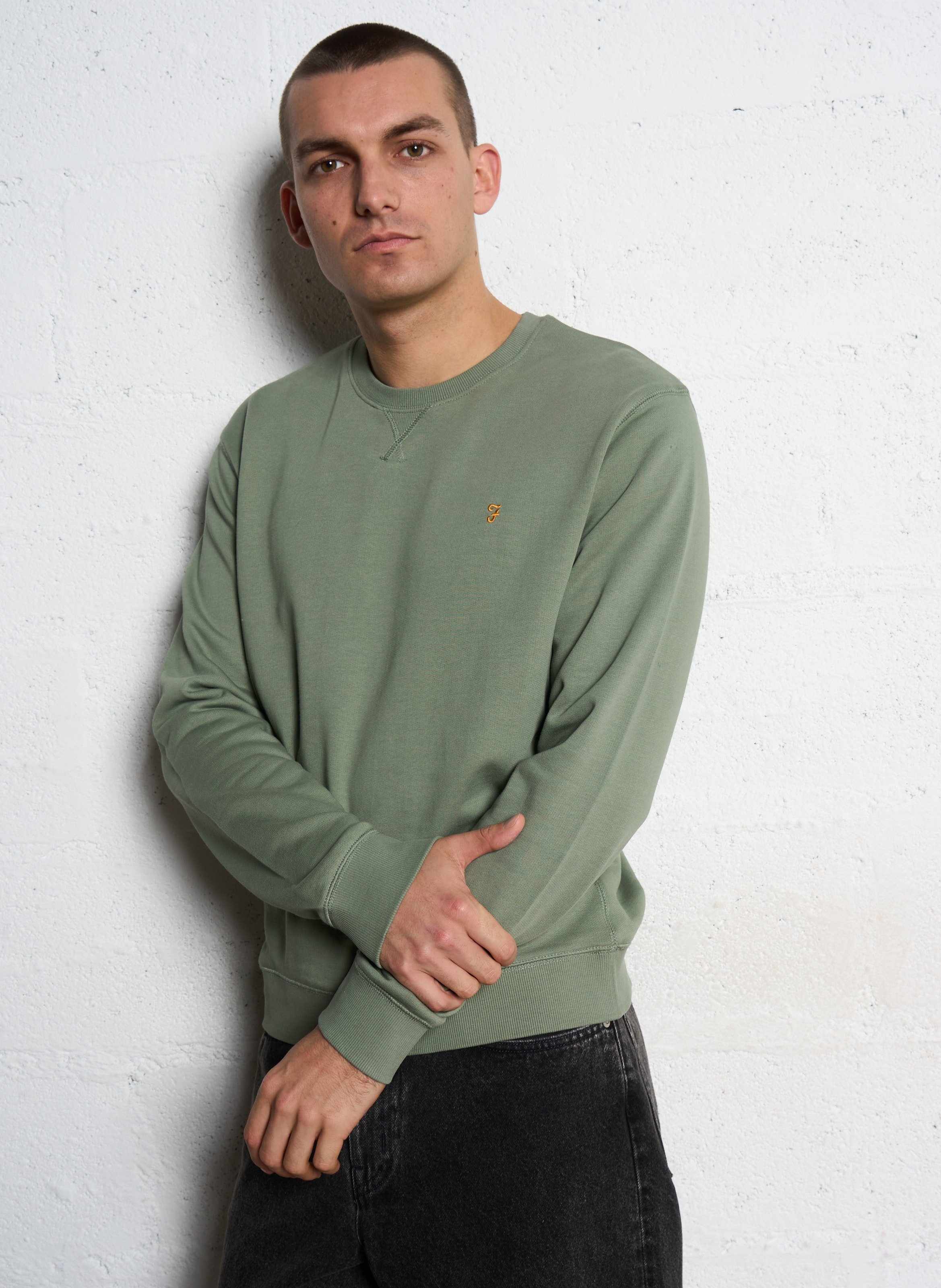Slim-fit round-neck organic cotton sweatshirt FARAH