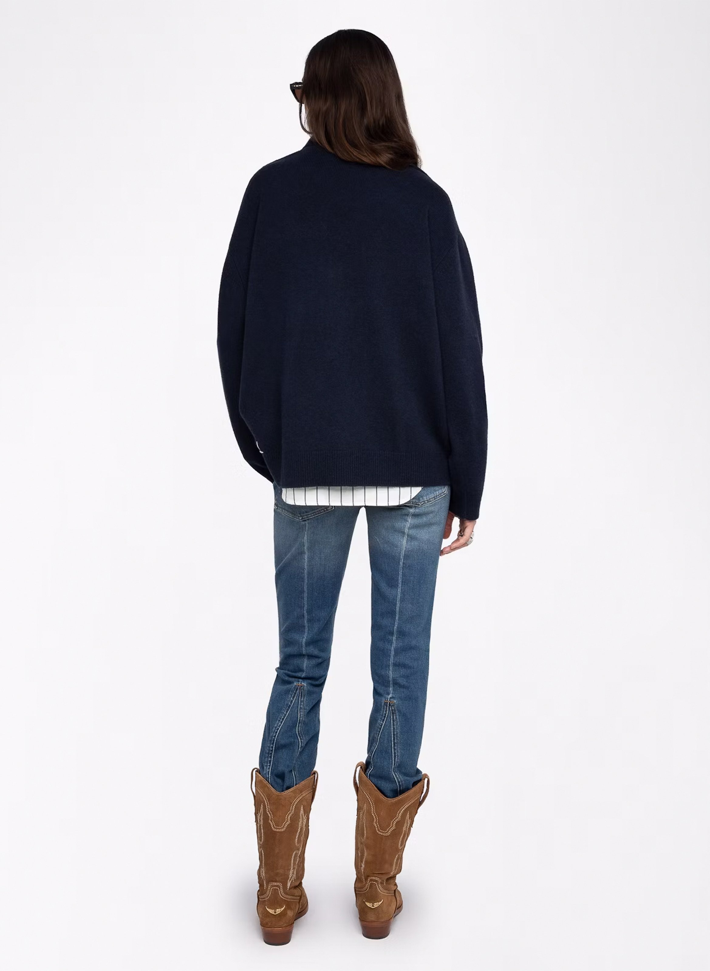 Pull col V en laine mélangée ZADIG&VOLTAIRE Bleu