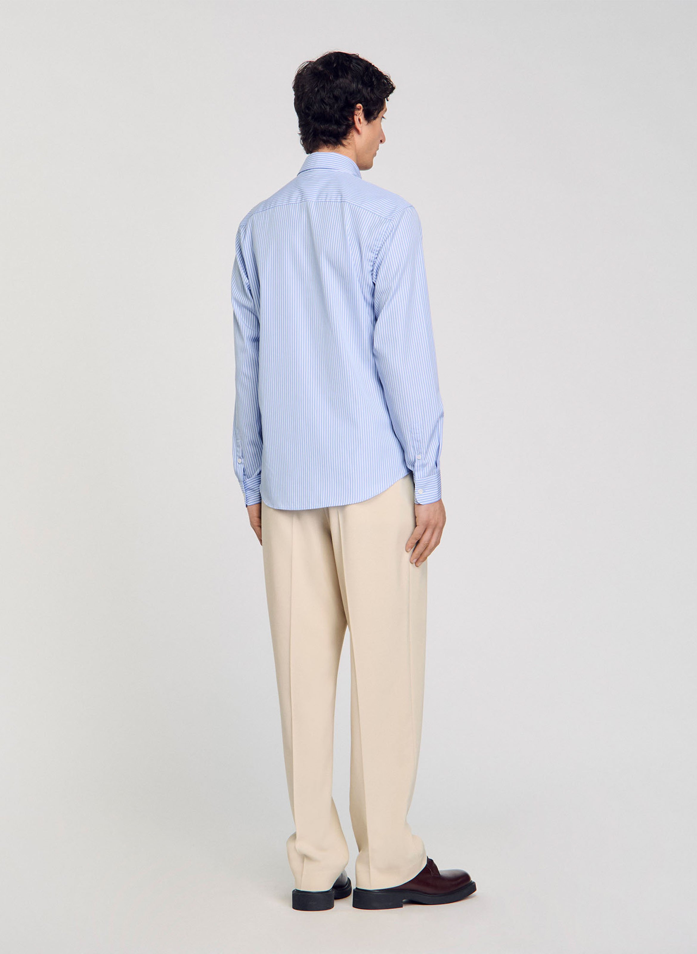 Recht, gestreept overhemd van katoen SANDRO Blauw