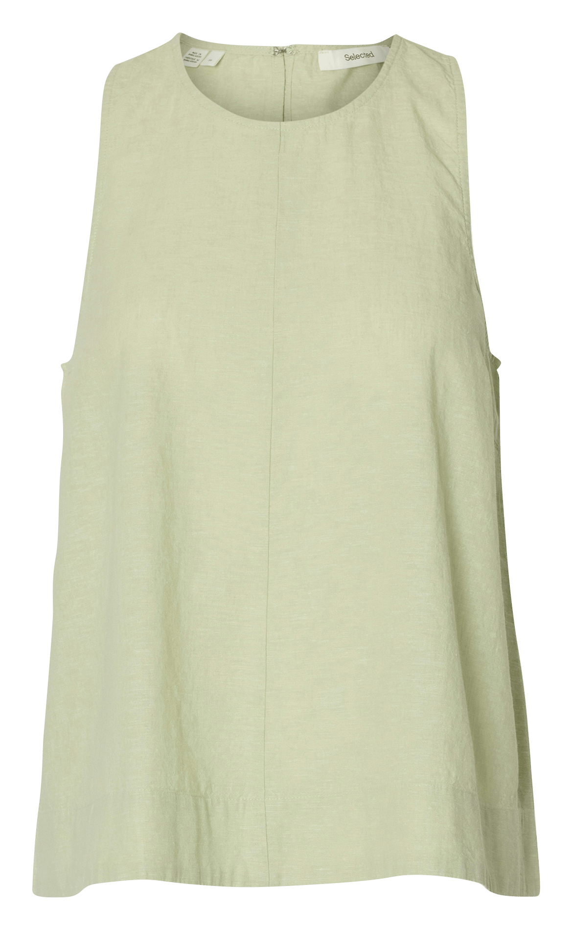 Round-neck top in blended linen and organic cotton SELECTED Green