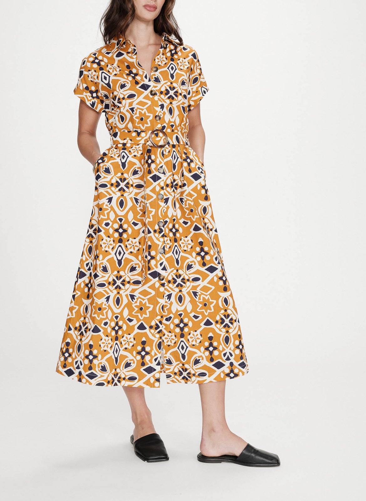 Robe chemise évasée à imprimé GRACE ET MILA Orange