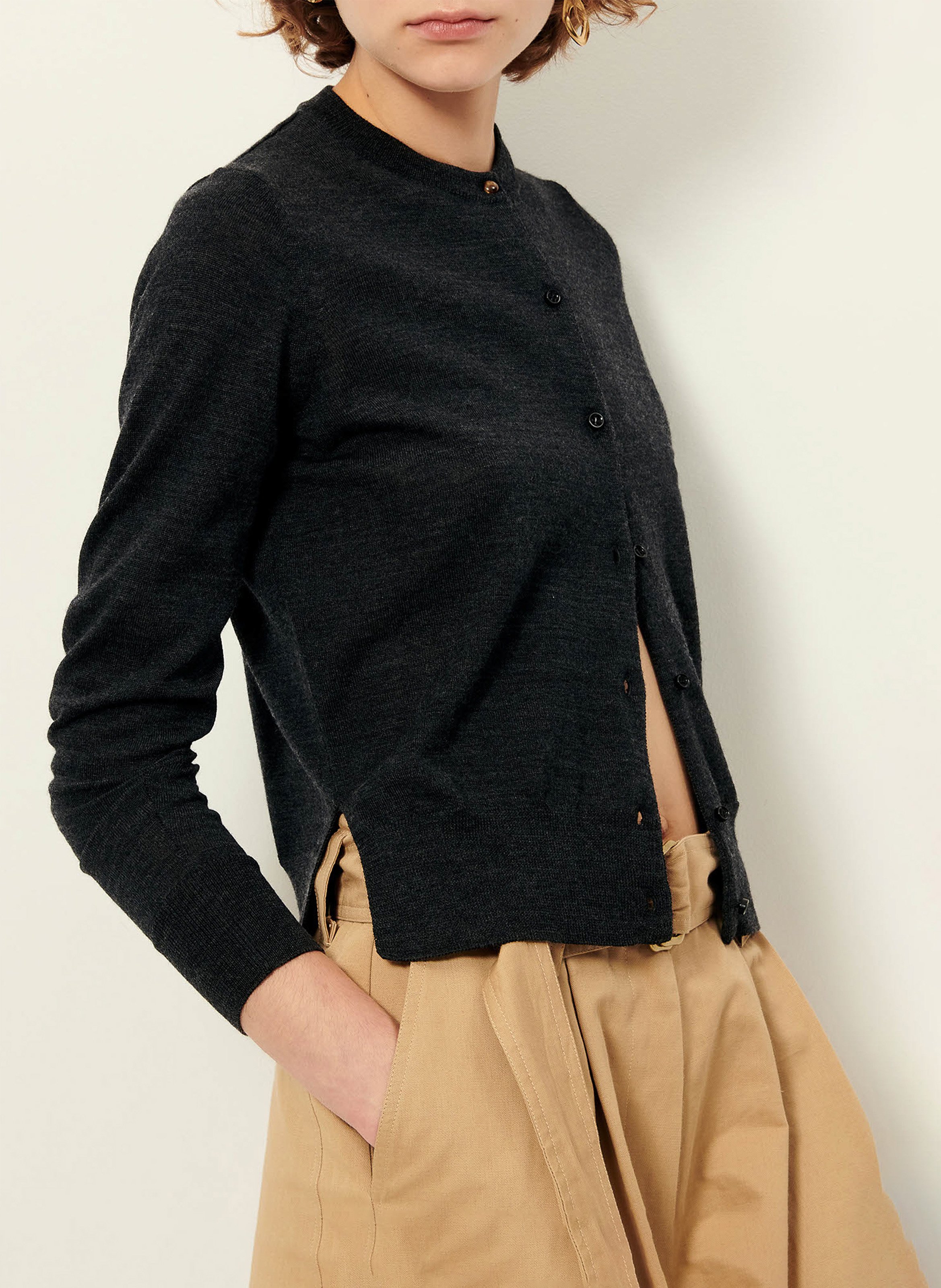 Round-neck wool cardigan SESSUN