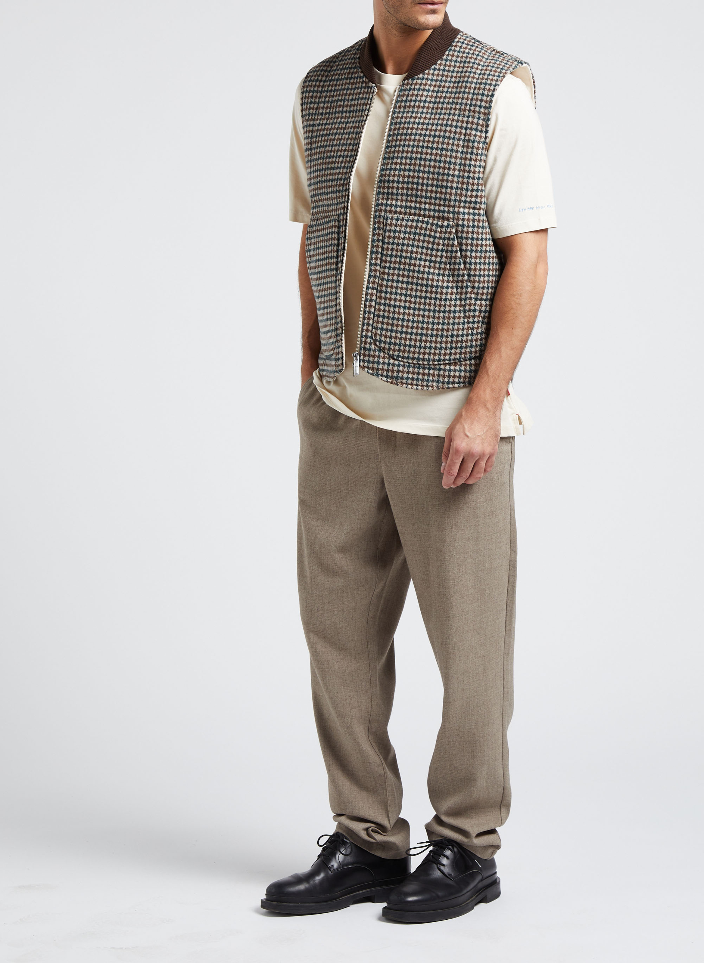 Jasje van wolmix met ronde hals en pied-de-poulemotief LES DEUX Veelkleurig