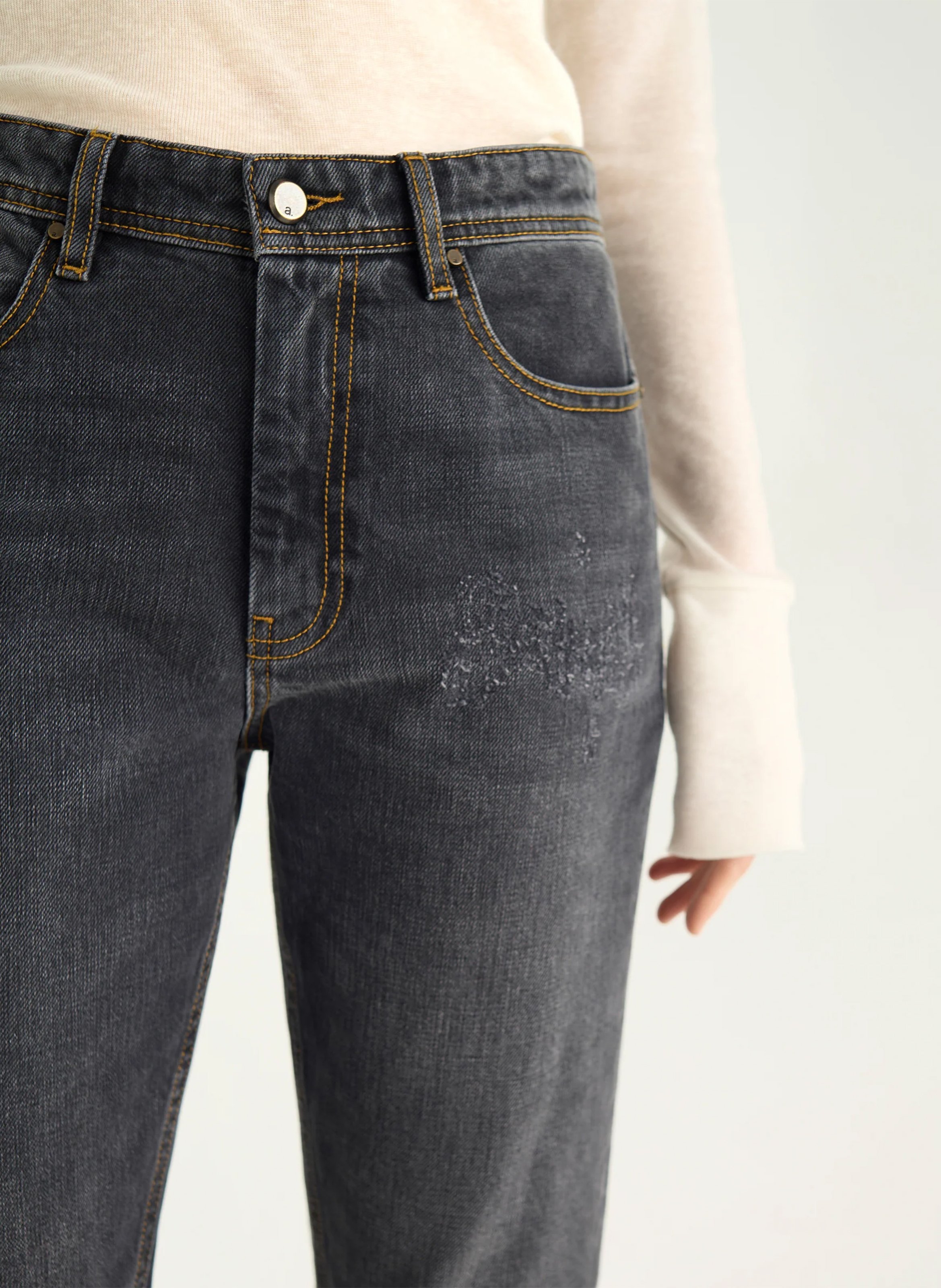 Csally - Gerade geschnittene Baumwollhose ACOTE Schwarz