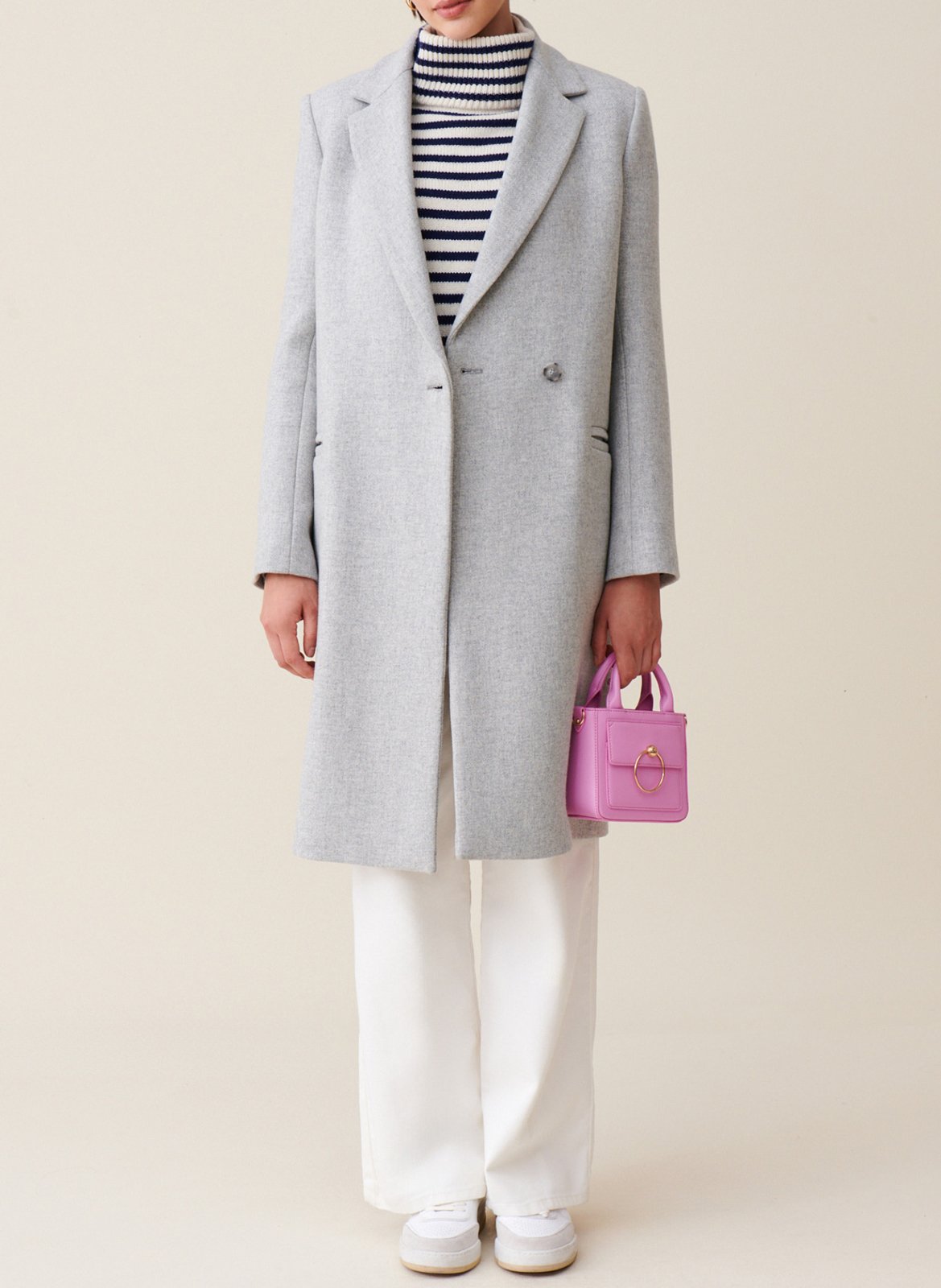 Oversized wool-blend coat with tailored collar CLAUDIE PIERLOT Grey