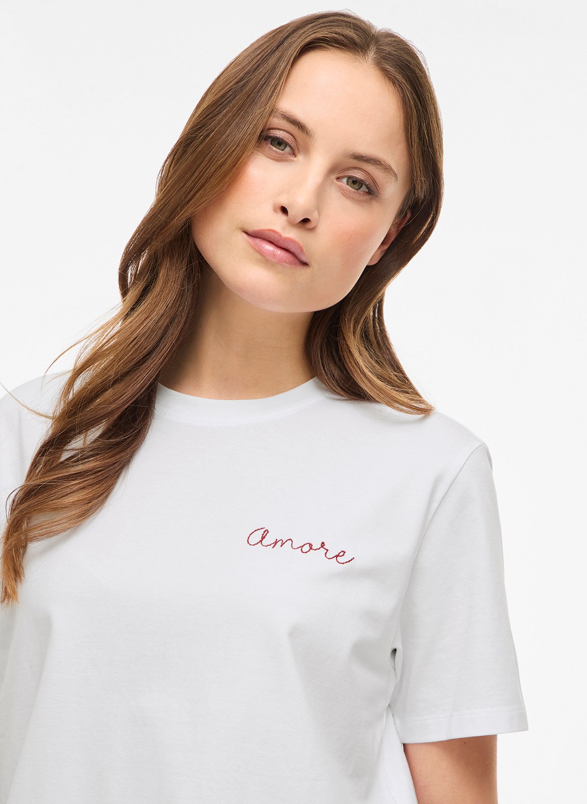 Gerade geschnittenes Rundhals-T-Shirt aus Bio-Baumwoll-Mix VILA Weiss