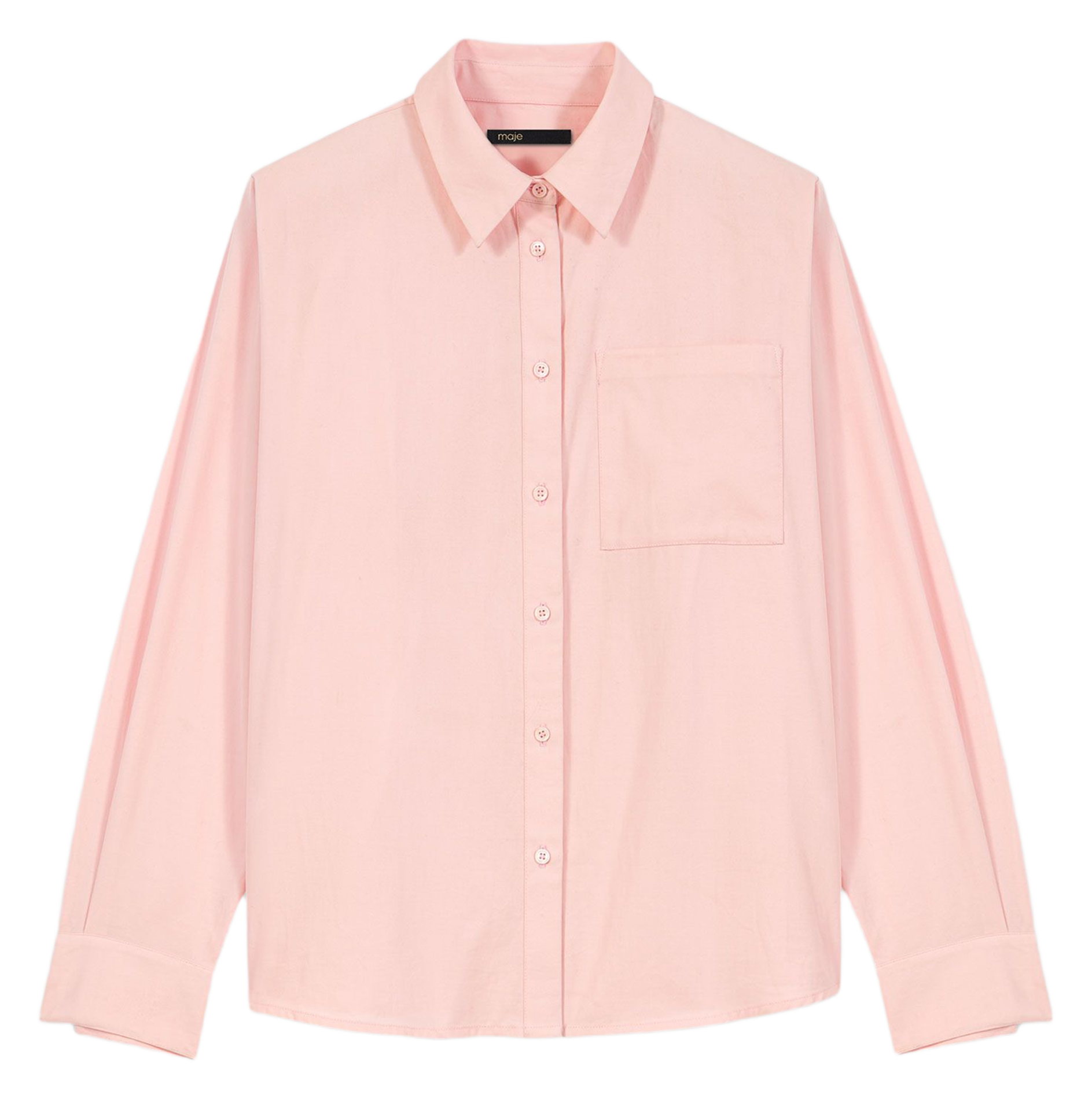 Oversized, katoenen blouse met klassieke kraag MAJE Roze