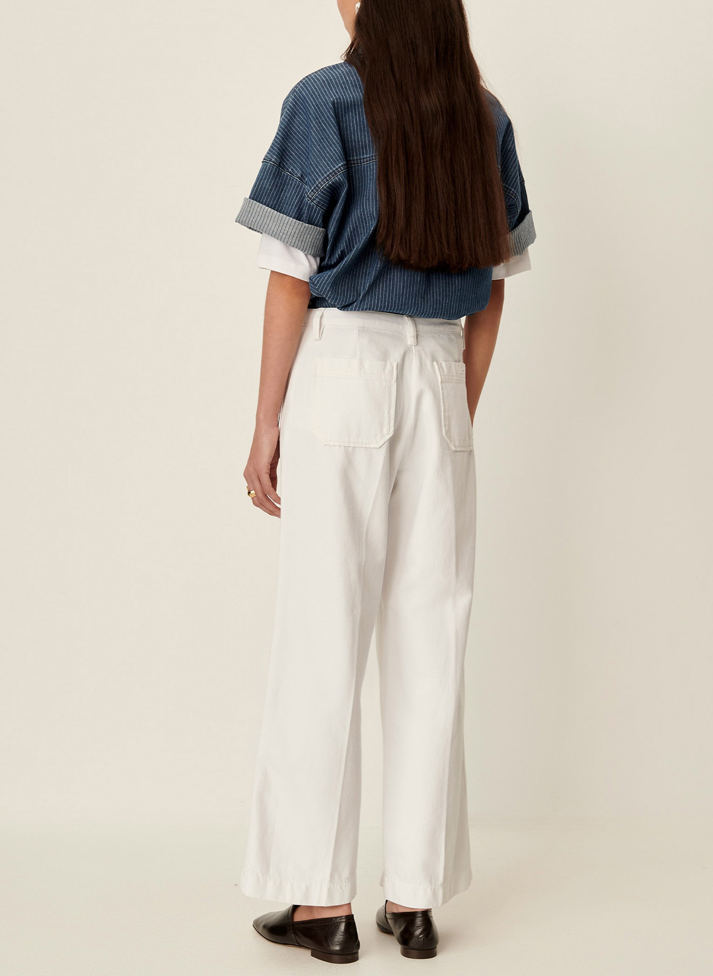 Straight Cut High Waist Jeans aus Baumwolle SESSUN Weiss