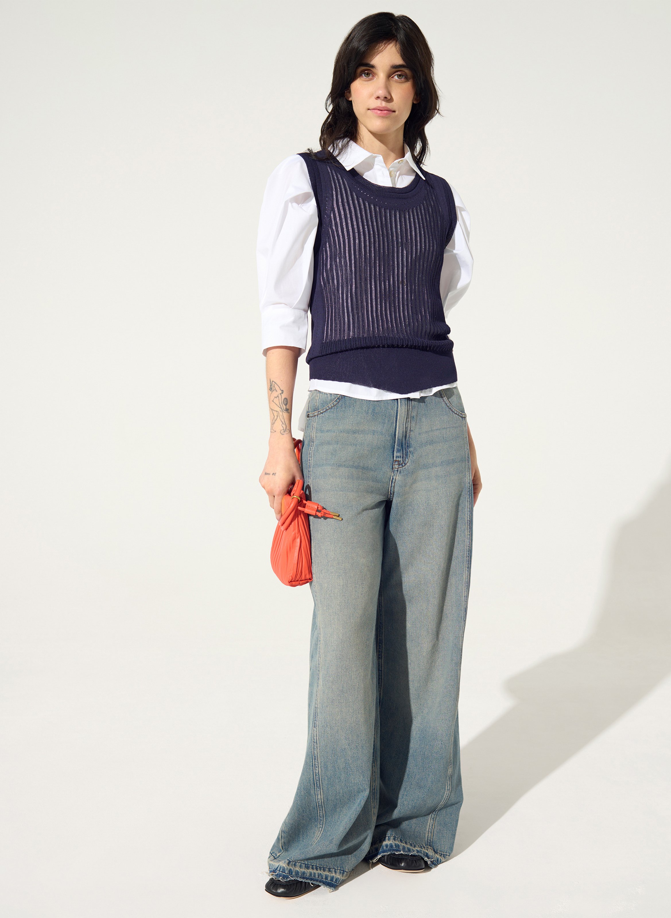 Mouwloze rechte top met ronde hals in gemengd katoen COTELAC Violet