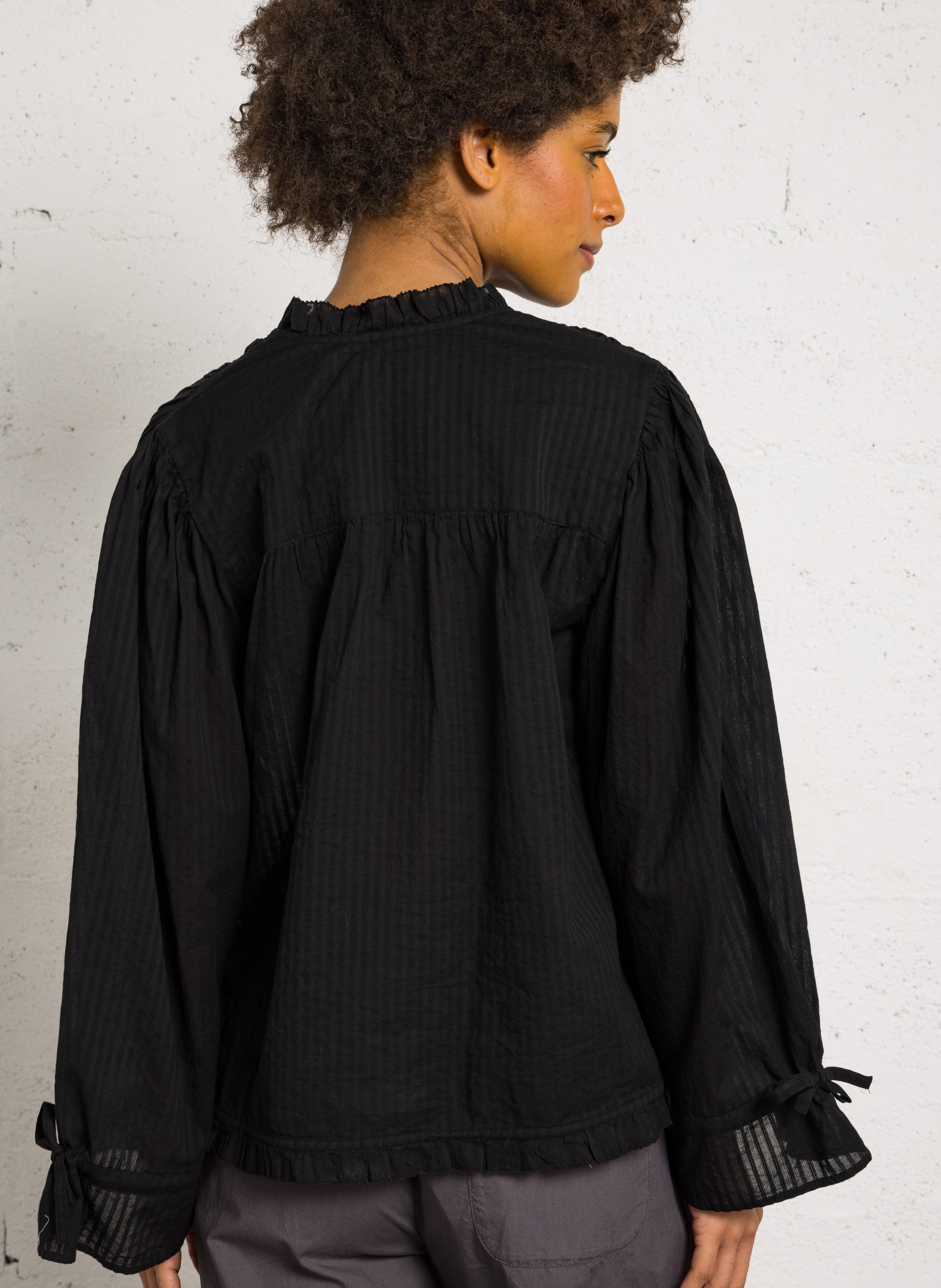 Chemise ample en coton DES PETITS HAUTS Noir