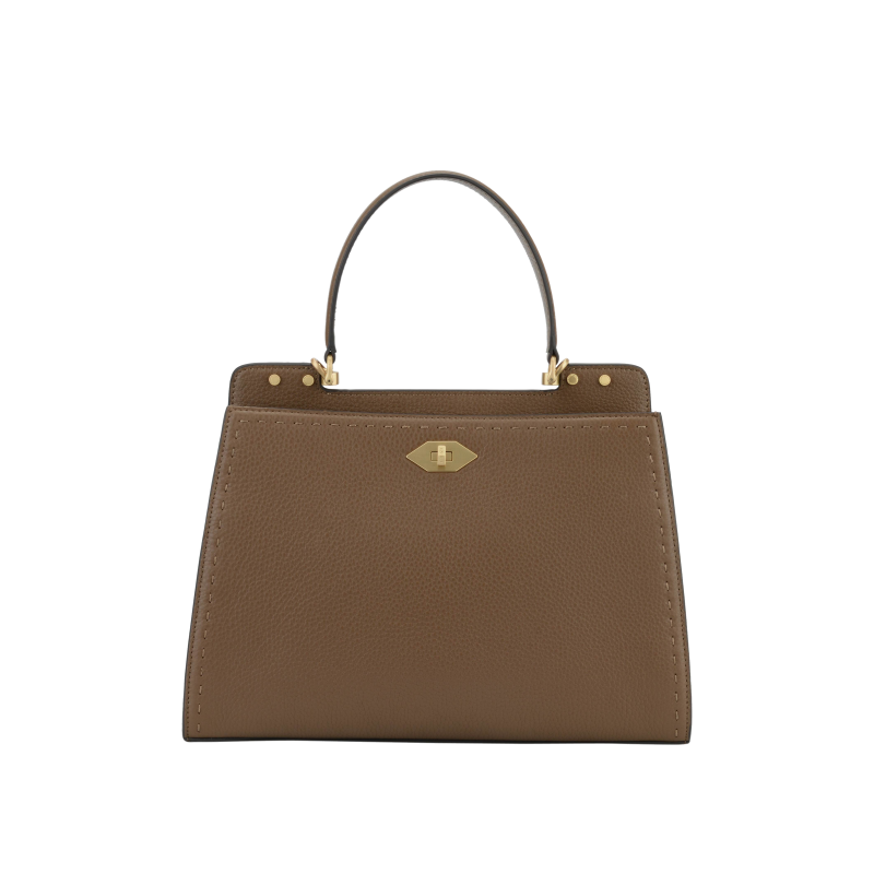 Calfskin leather handbag Brown