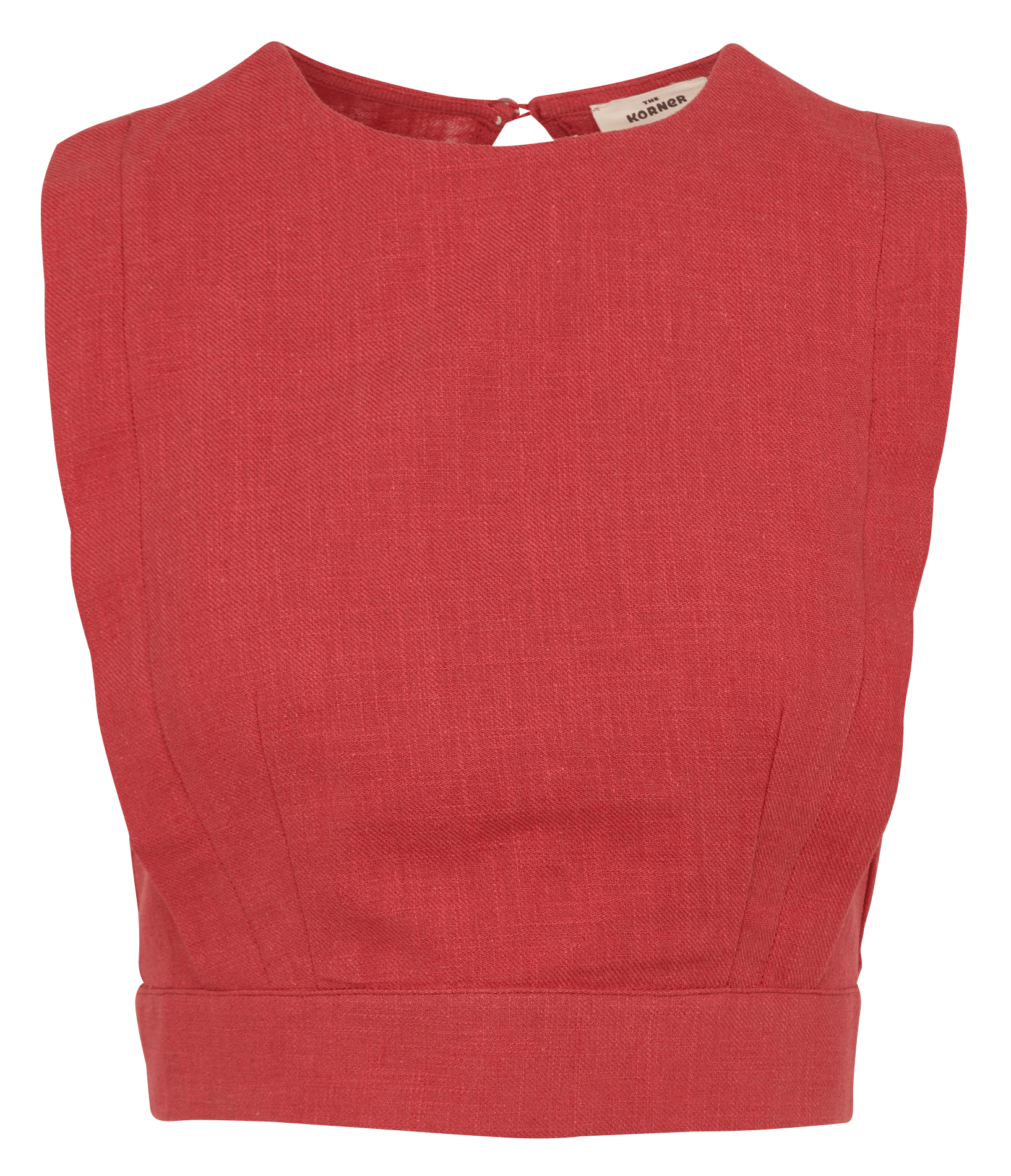 Rechte top met ronde hals van linnen en katoenmix THE KORNER Rood