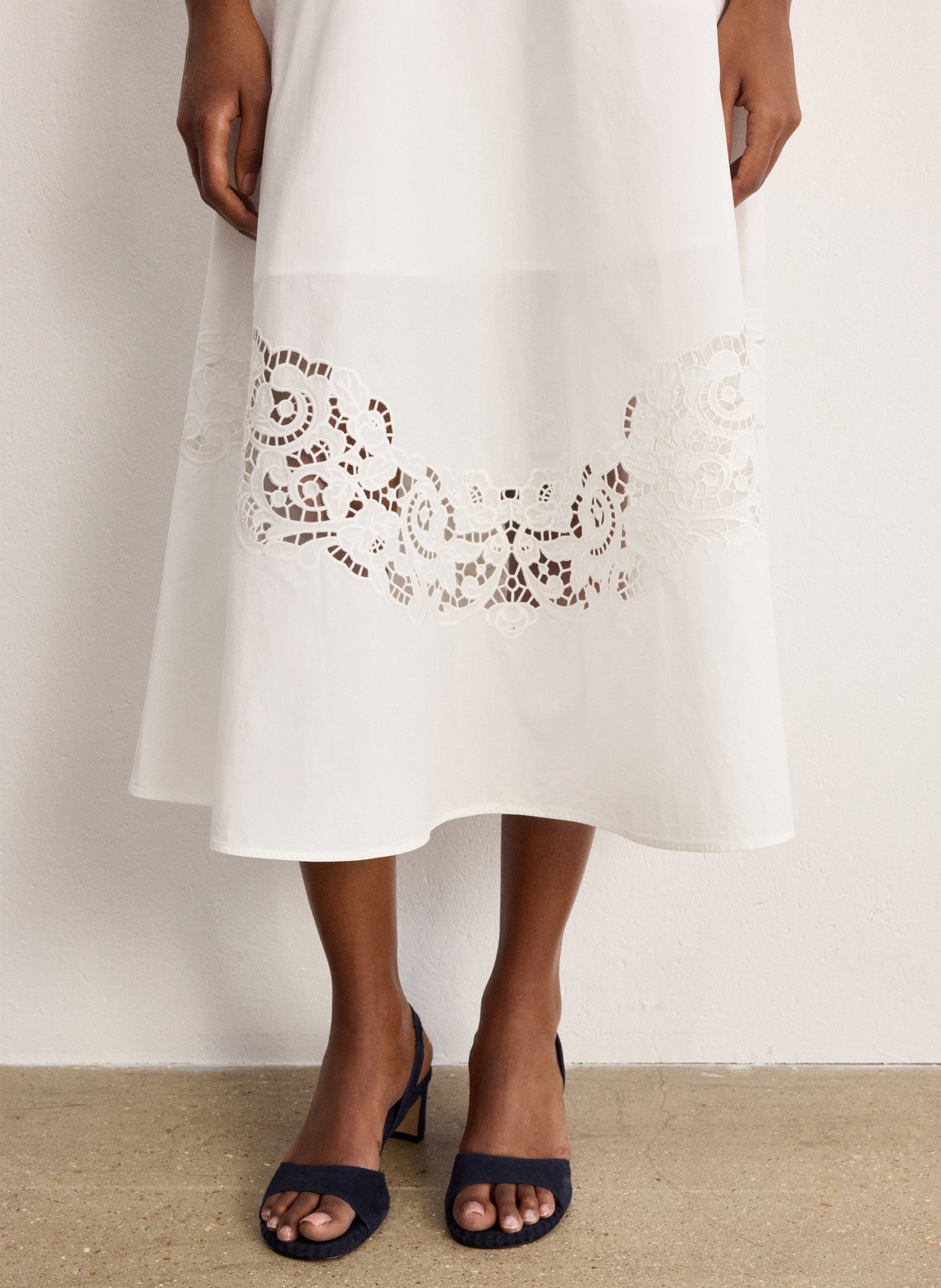 Jupe longue en coton brodé PABLO Weiss