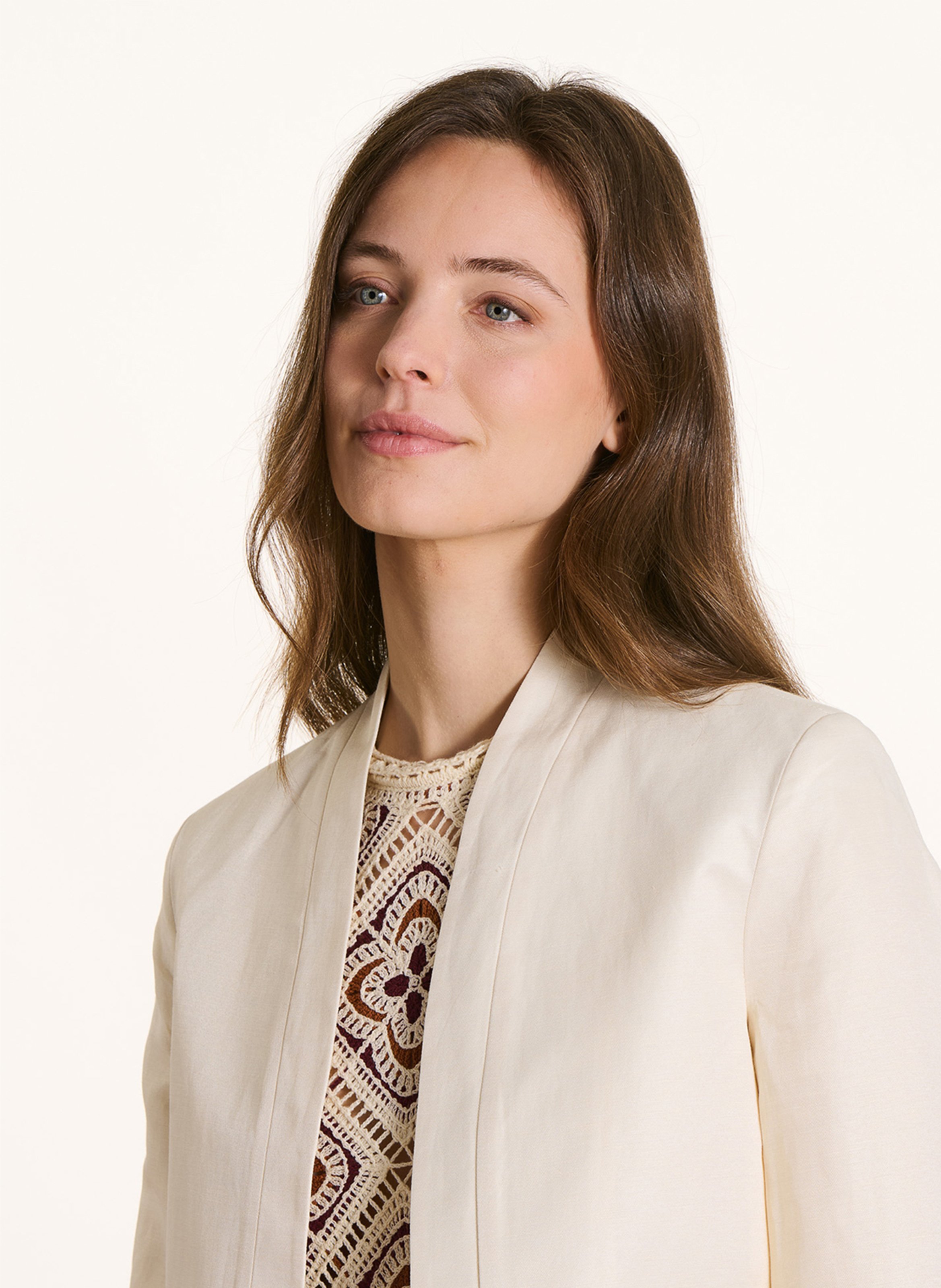 Kurzes Blazer aus Leinenmischung LA FEE MARABOUTEE Beige