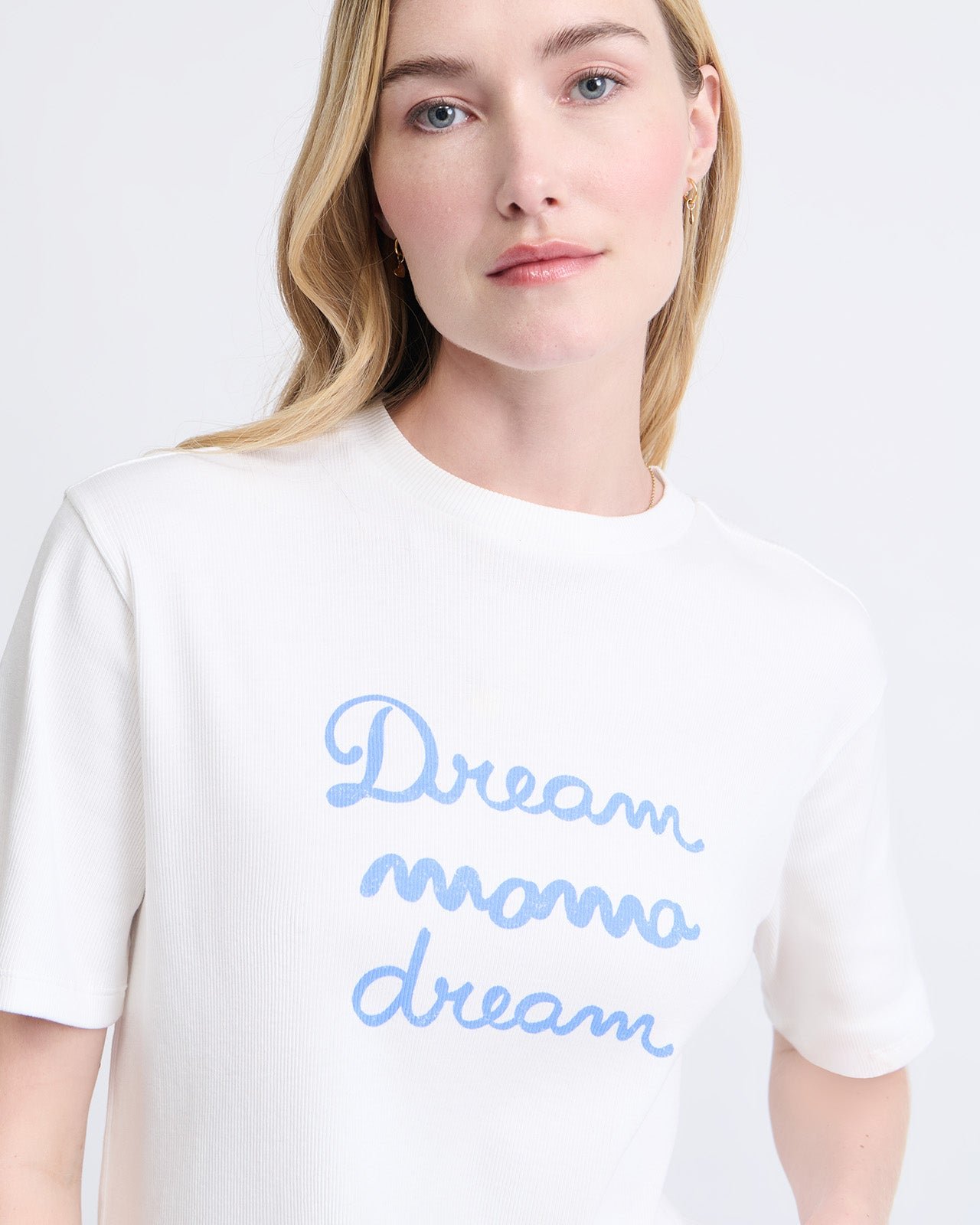 Ribbed organic cotton dream mama dream t-shirt EMOI EMOI White