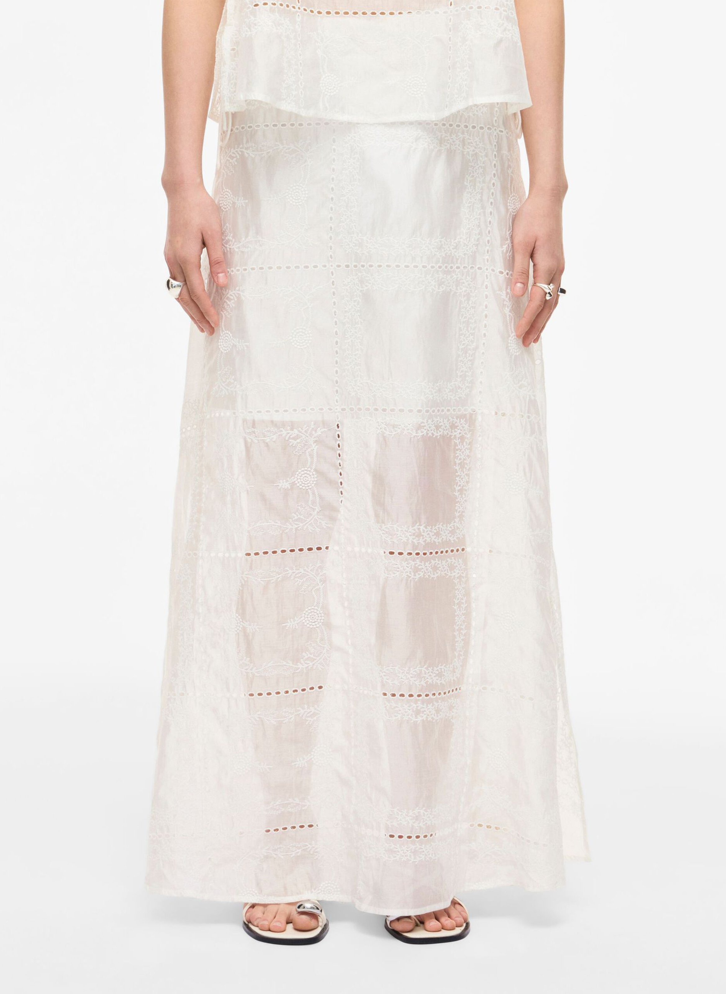 Langer, bestickter Rock  ROUGE EDIT Beige