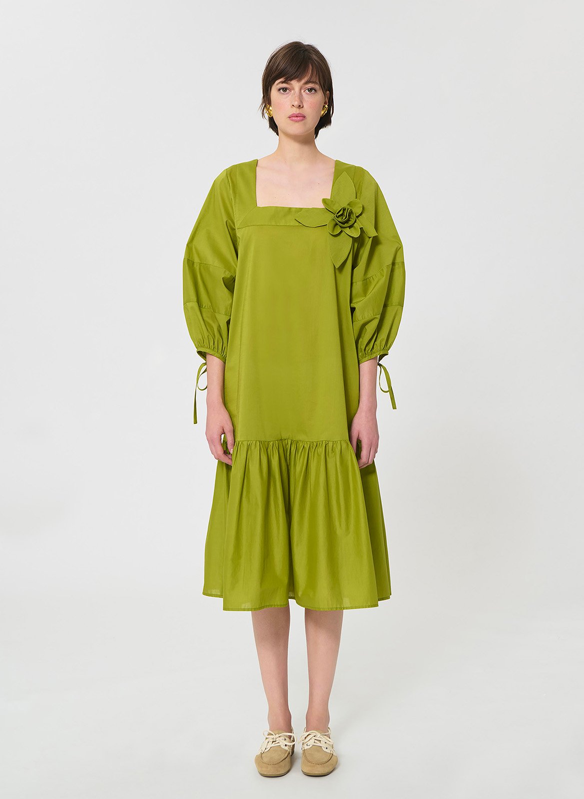 Robe midi ample à volants TARA JARMON Vert