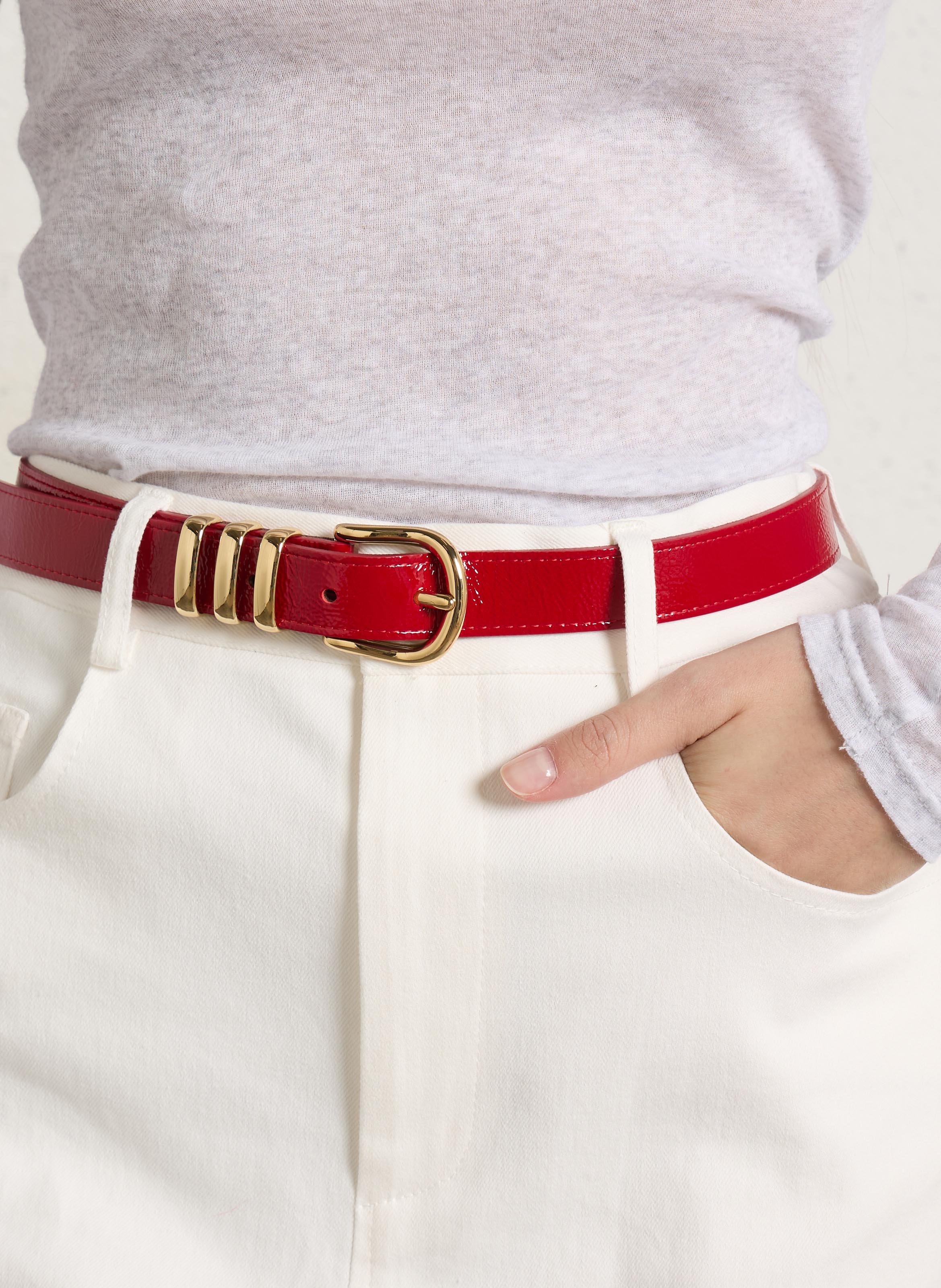 Schmaler Ledergürtel mit Schnalle HERBERT FRERE SOEUR Rot