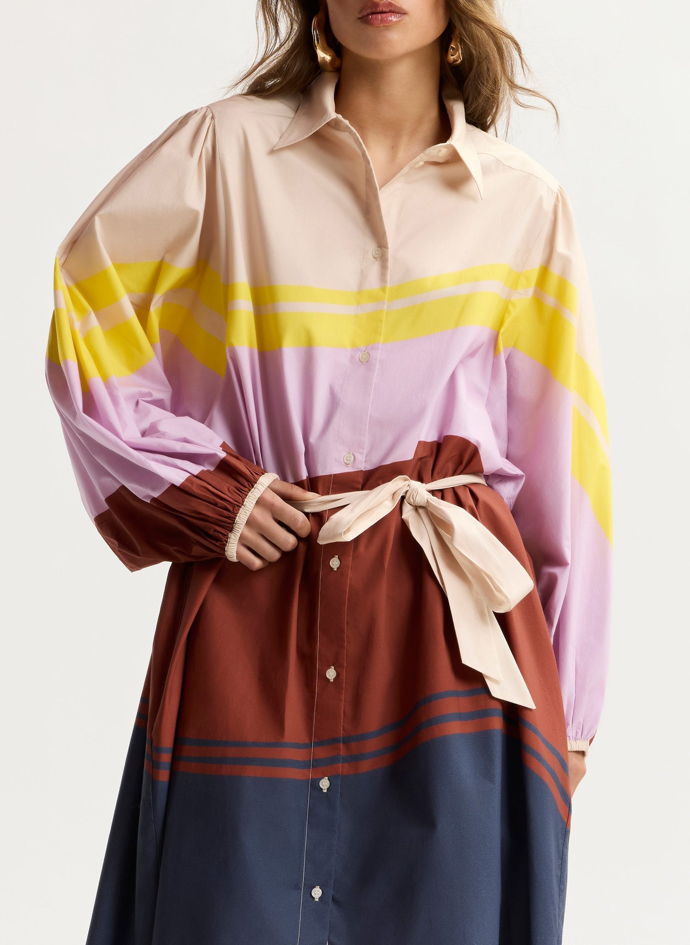 Robe midi col classique en coton ESSENTIEL ANTWERP Multicolore
