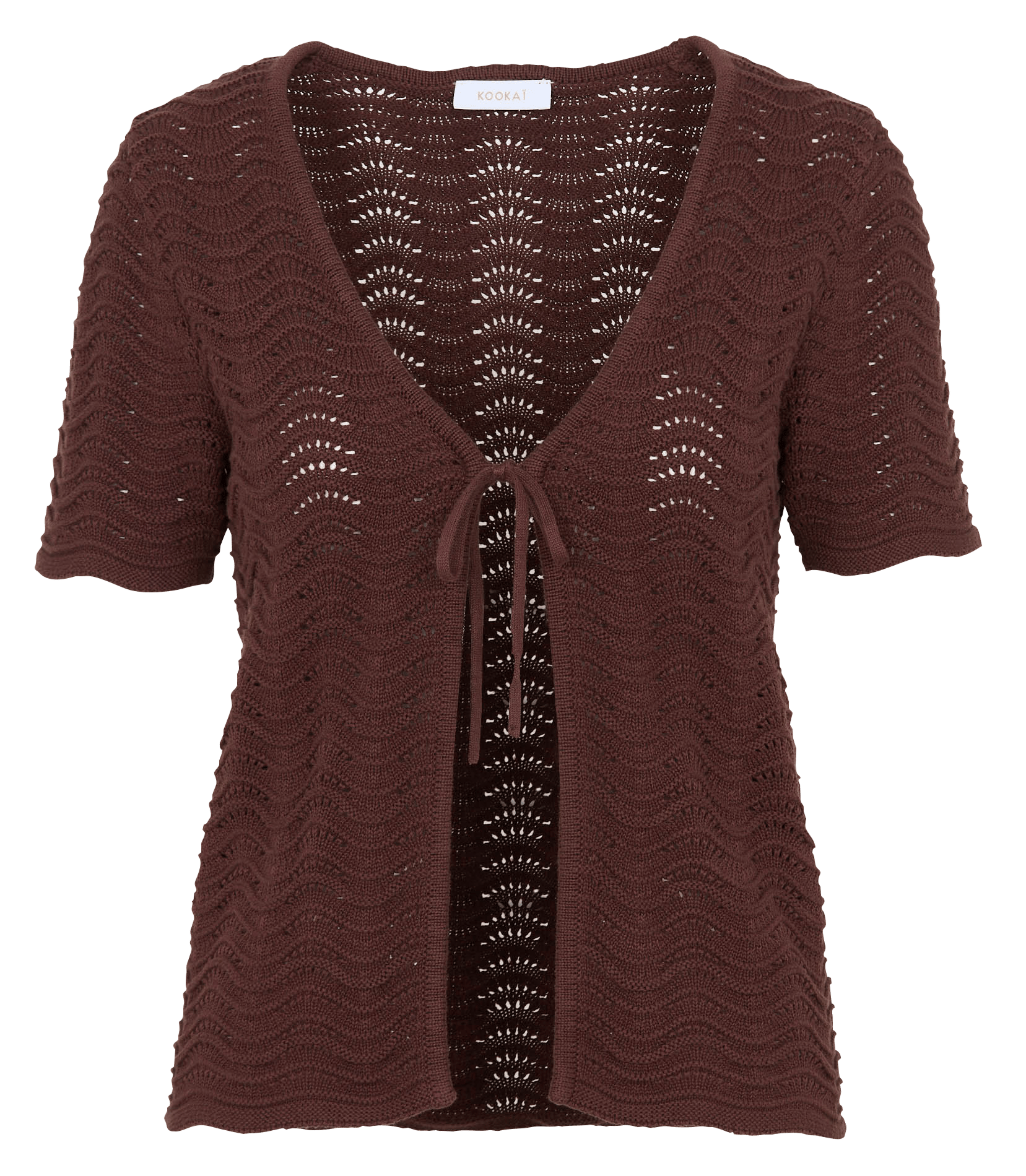 Gilet à nouer en maille fantaisie KOOKAI Marron