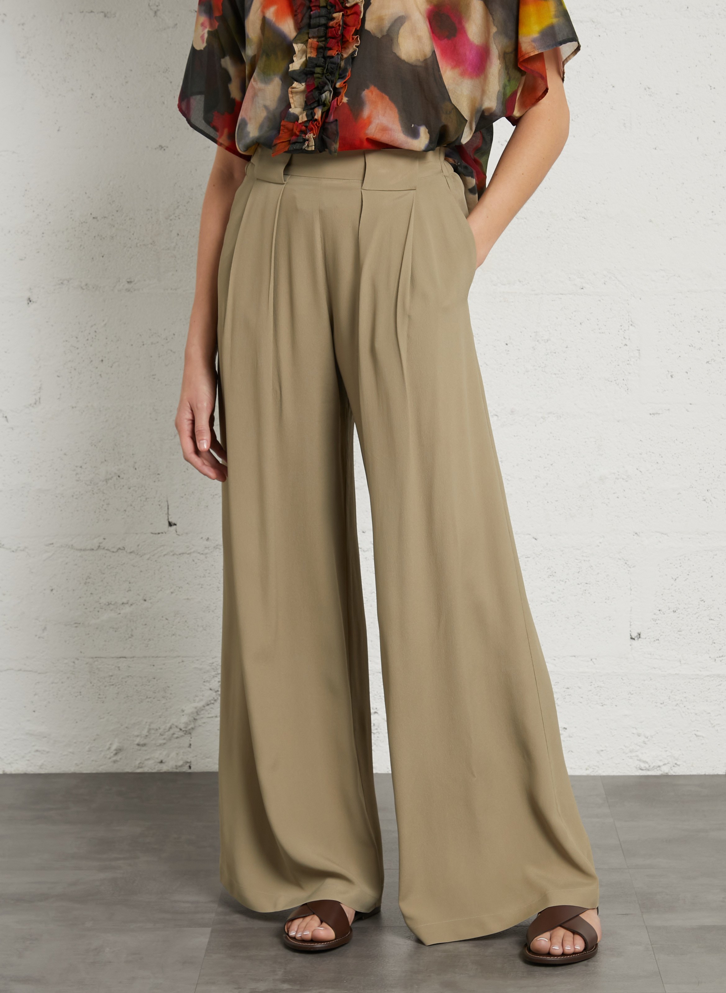 Pantalon large taille haute MOMONI Vert