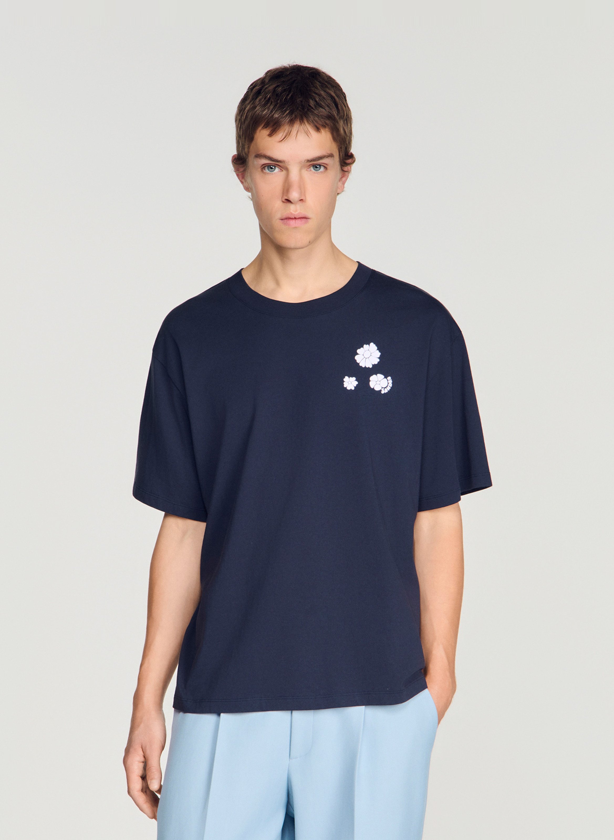 Oversized T-shirt with front print SANDRO Blue