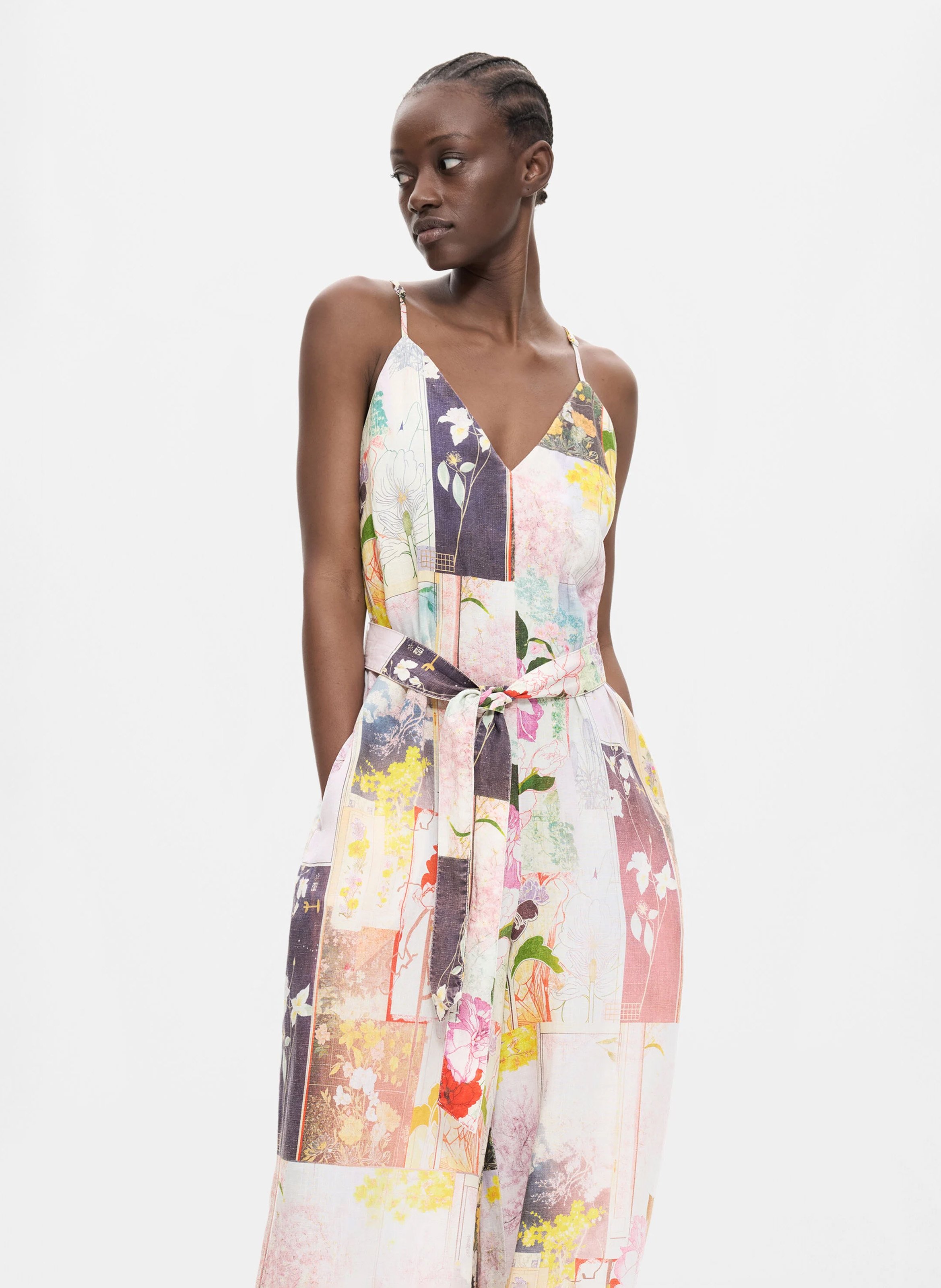 Combinaison col V imprimée DESIGUAL Noir