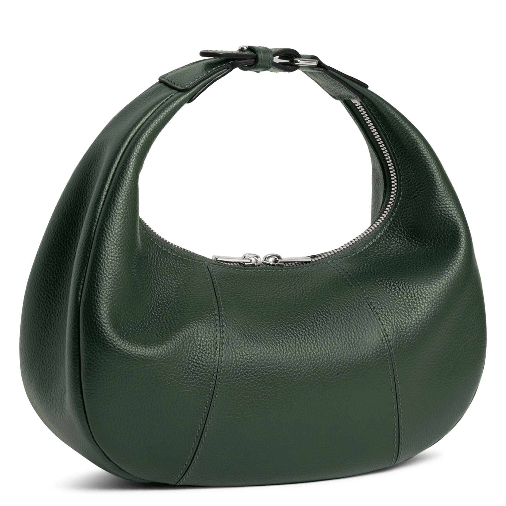 Small zippered hobo bag in grained leather | Green LE TANNEUR Women