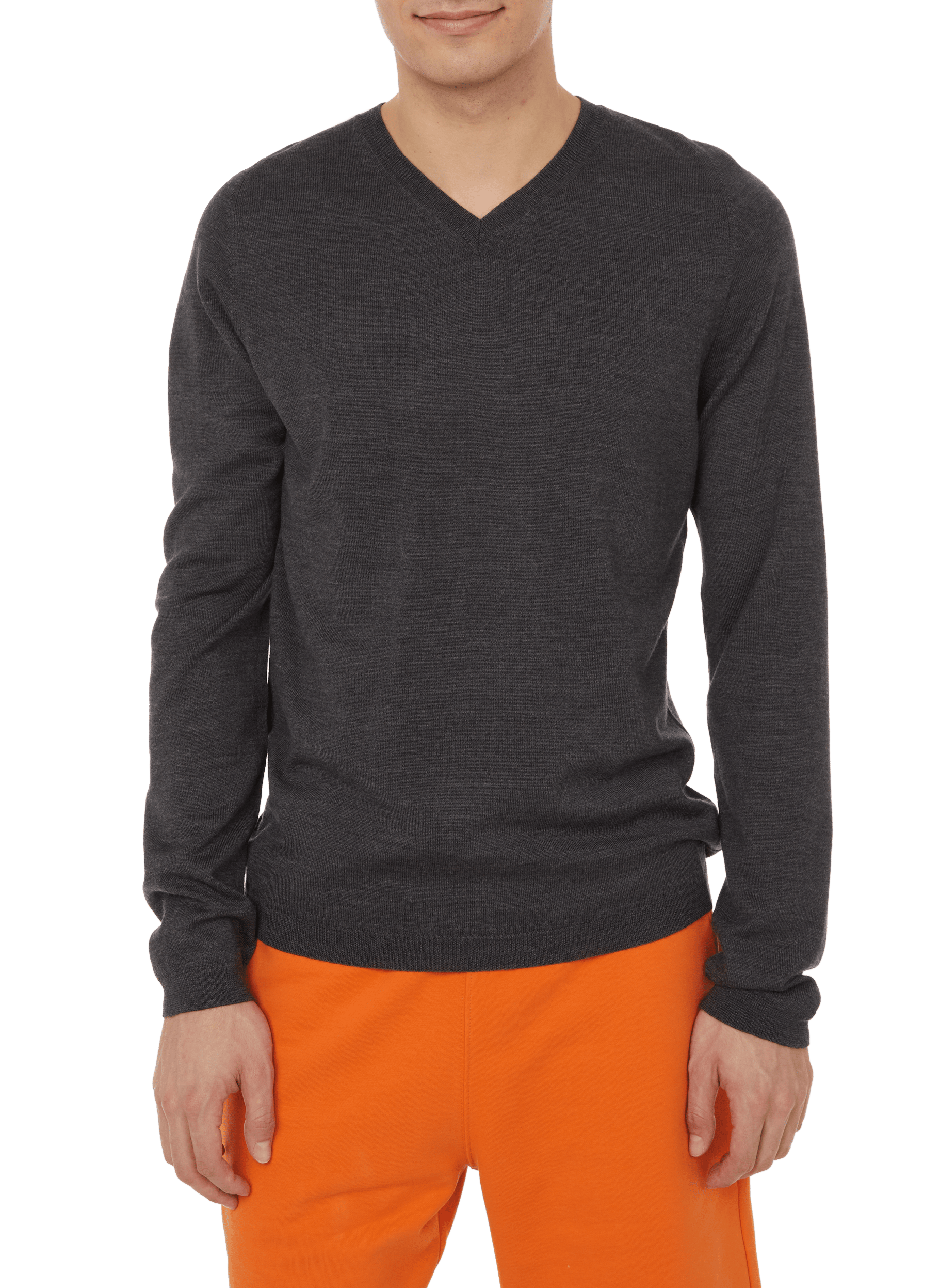 Pull col v en laine mérinos AU PRINTEMPS PARIS Gris