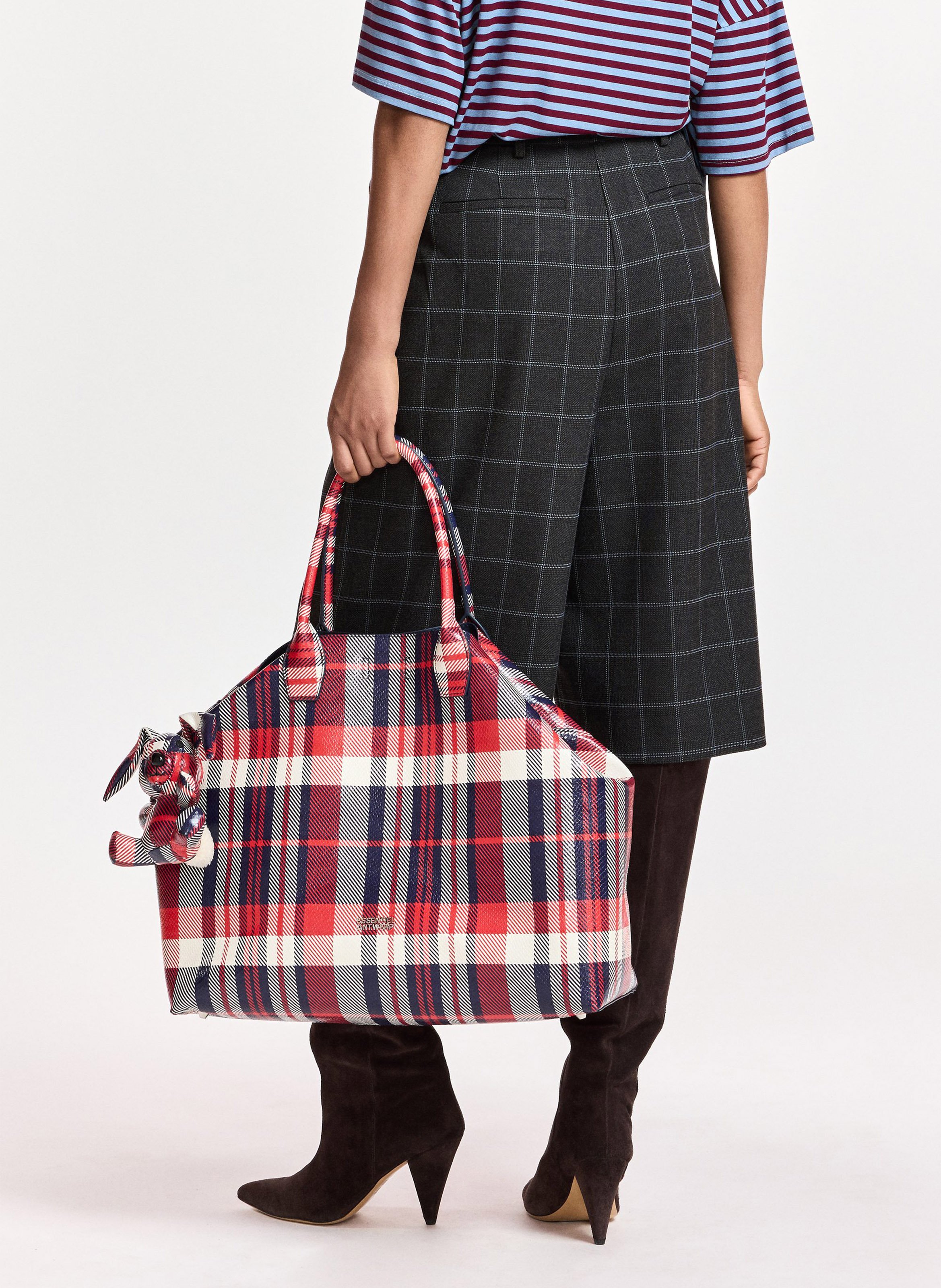 Sac cabas à carreaux ESSENTIEL ANTWERP Rouge