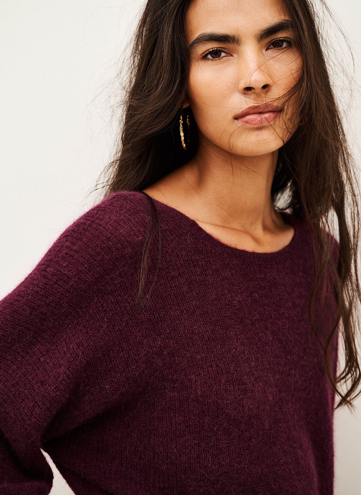 Cardigan ample en laine mélangée BA&SH Prune
