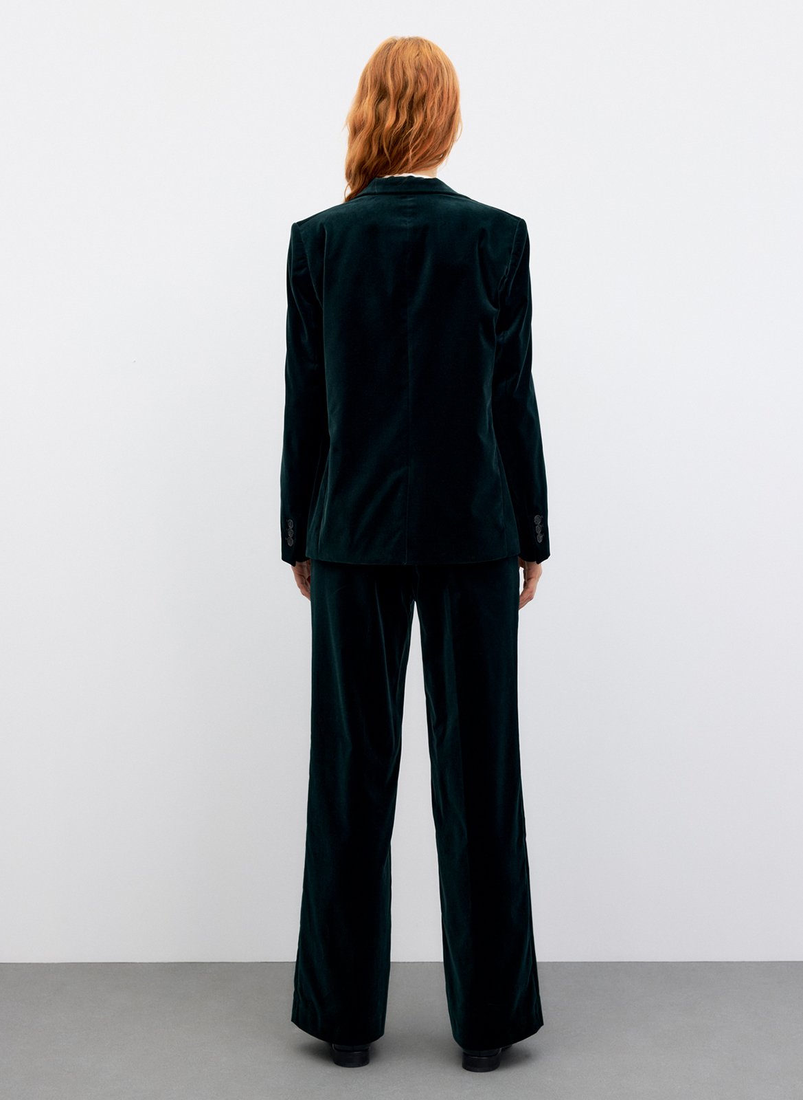 Fitted velvet cotton blend blazer GERARD DAREL Green