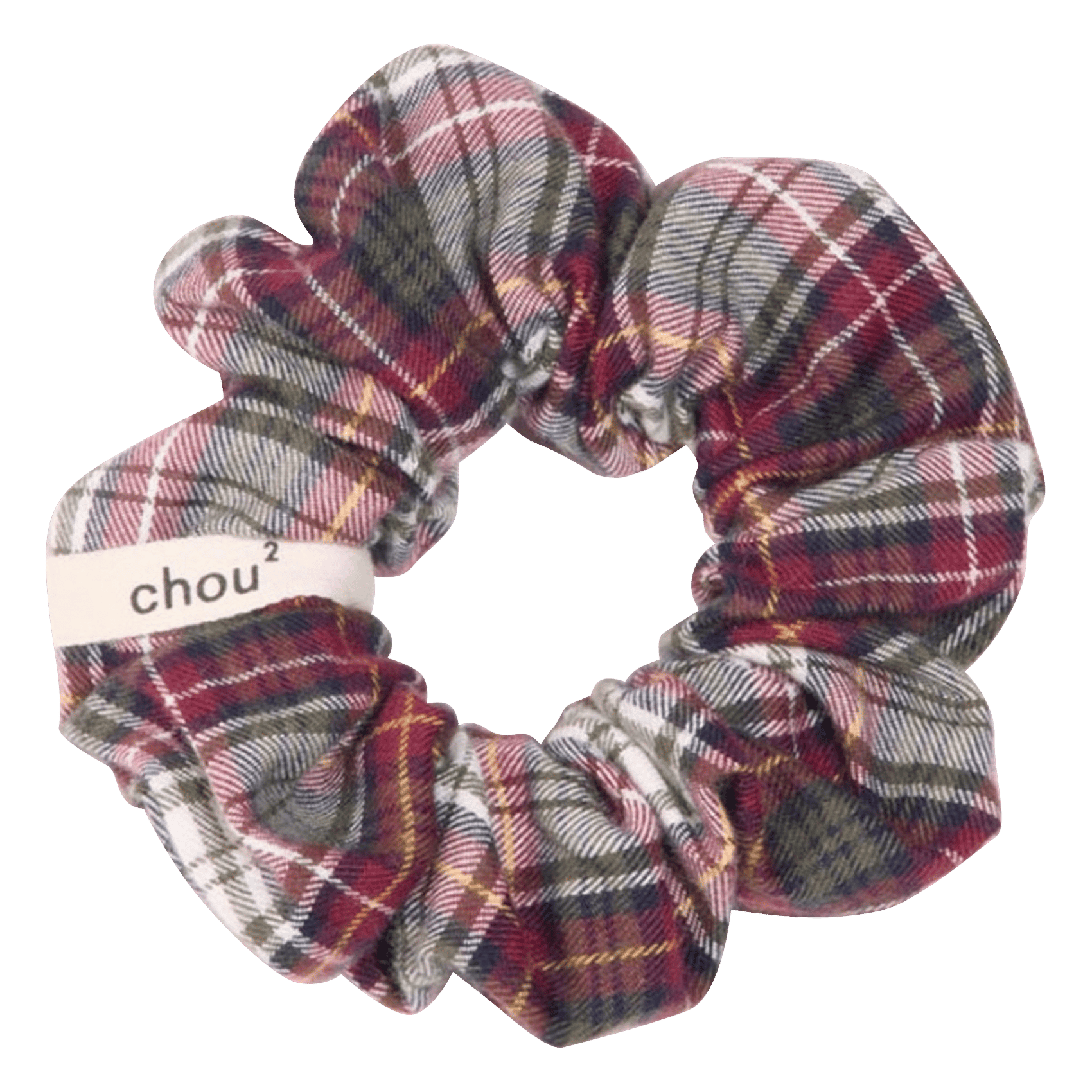 Tartan scrunchie CHOU AU CARRE Red